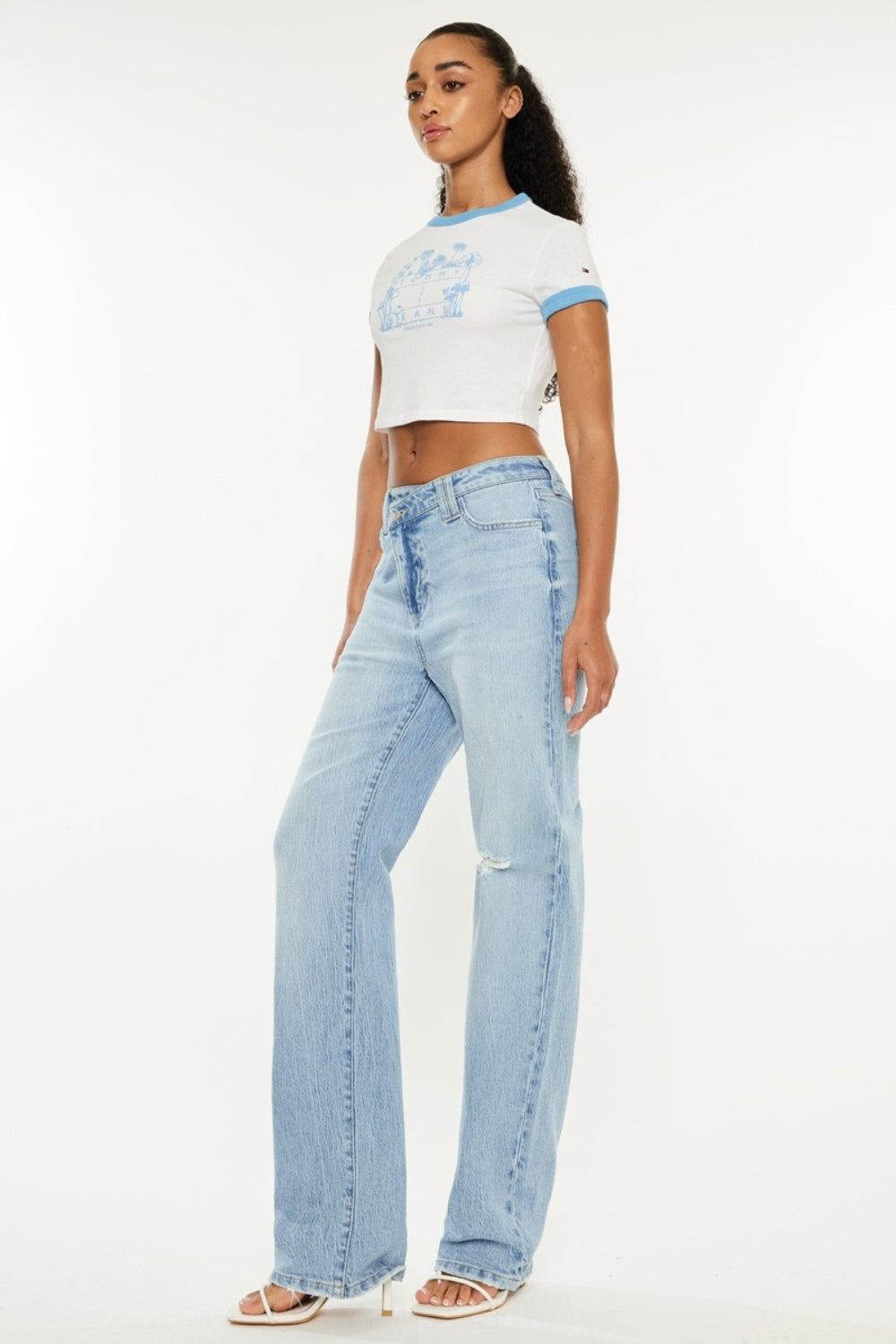 Kancan Distressed High Waist Straight Jeans - Shop All Around Divas