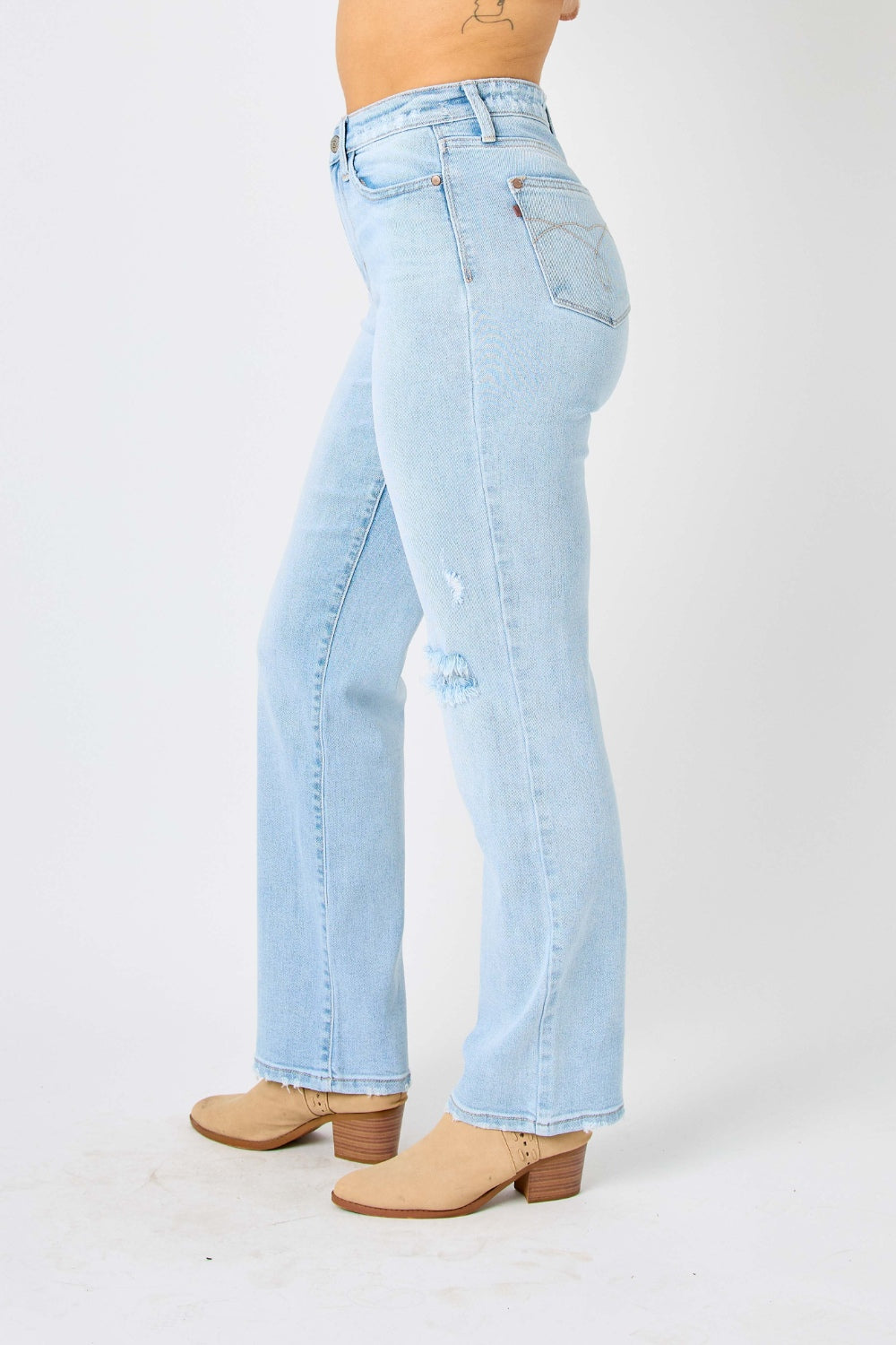 Judy Blue Full Size High Waist Distressed Straight Jeans - Shop All Around Divas