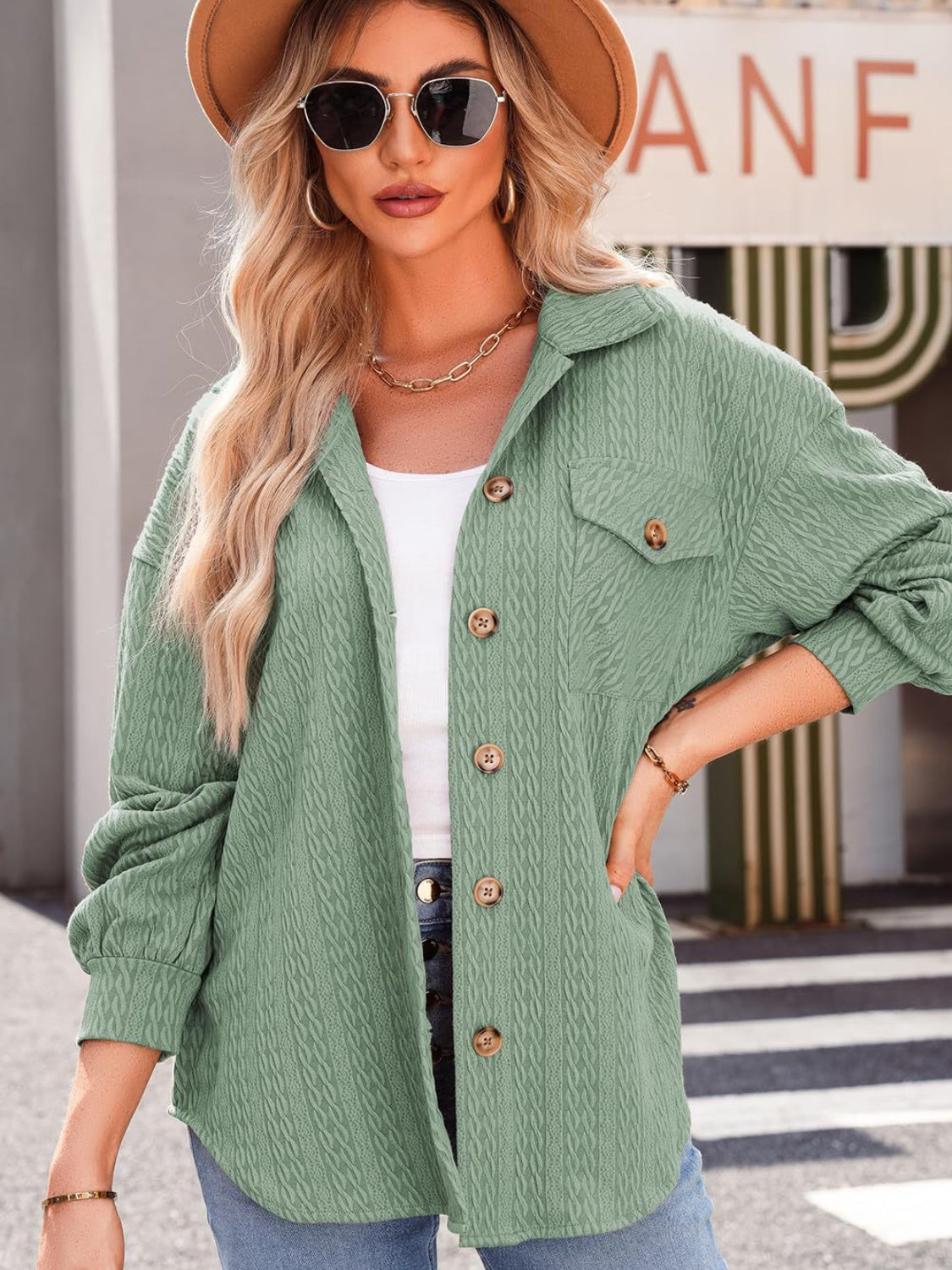 Textured Button Up Long Sleeve Shacket - 5 Colors