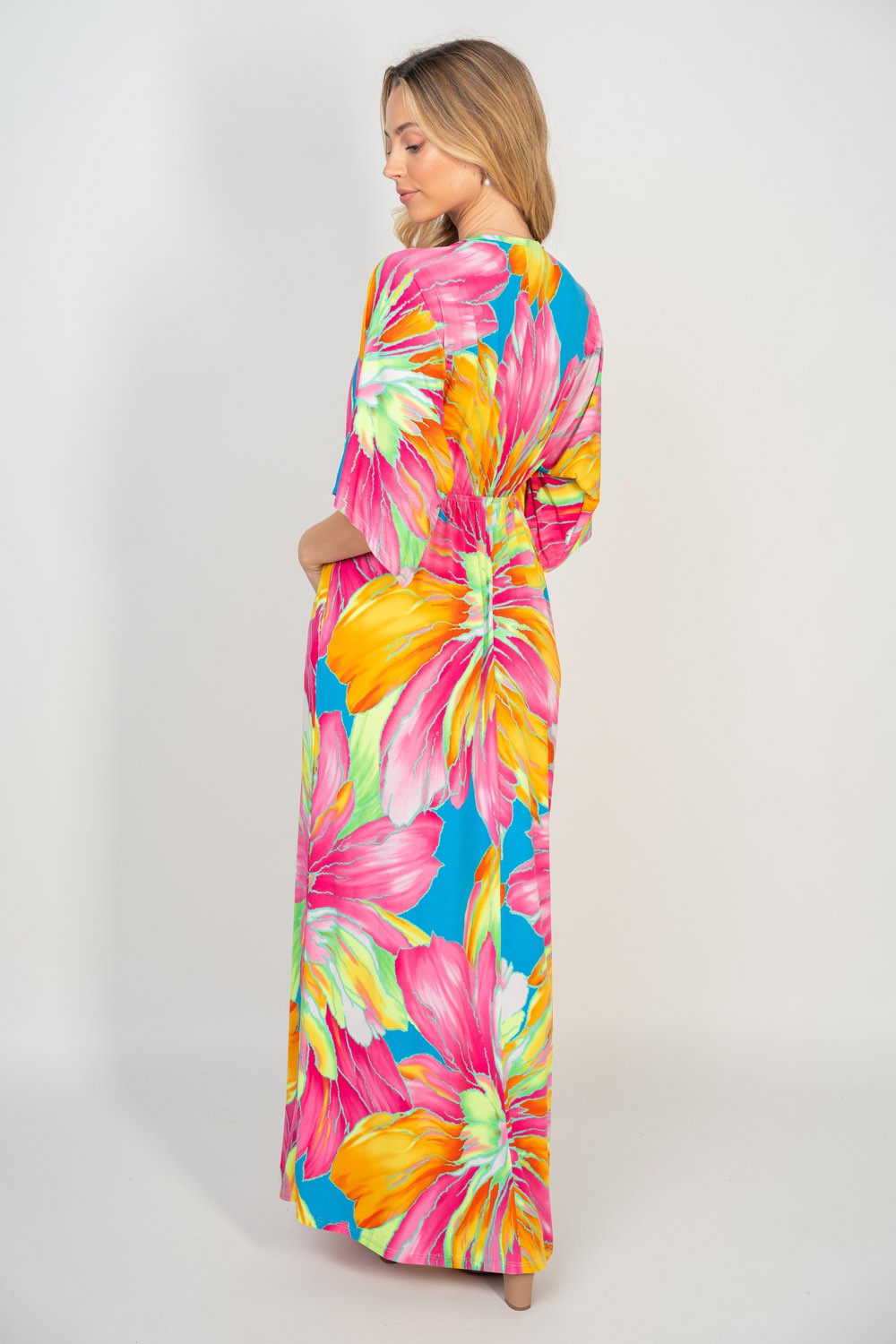 White Birch Printed V-Neck Maxi Dress with Pockets - Shop All Around Divas