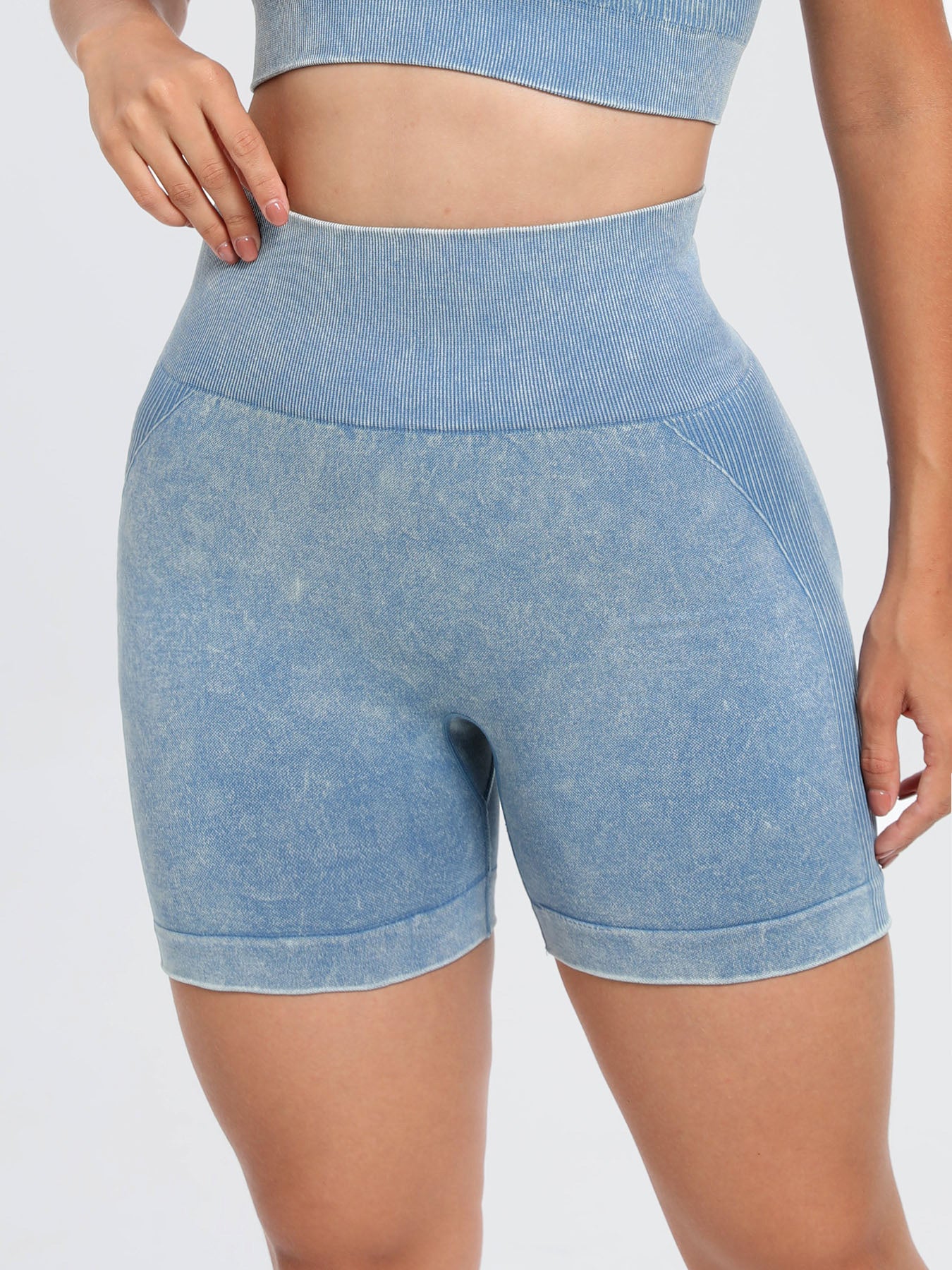 Washed High Waist Active Shorts - 4 Colors Trendsi