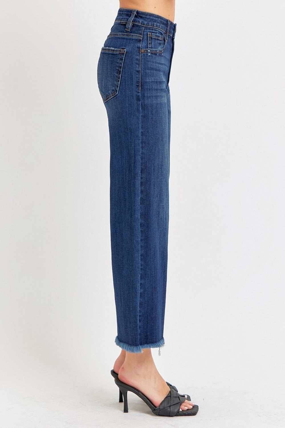 RISEN Full Size Raw Hem Cropped Wide Leg Jeans Trendsi