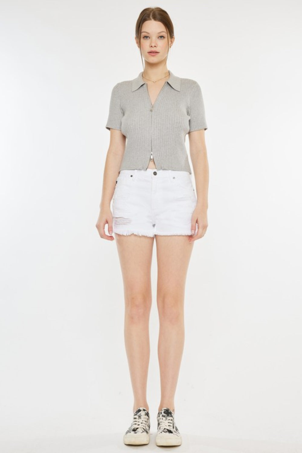 Kancan Raw Hem Distressed Denim Shorts - Shop All Around Divas