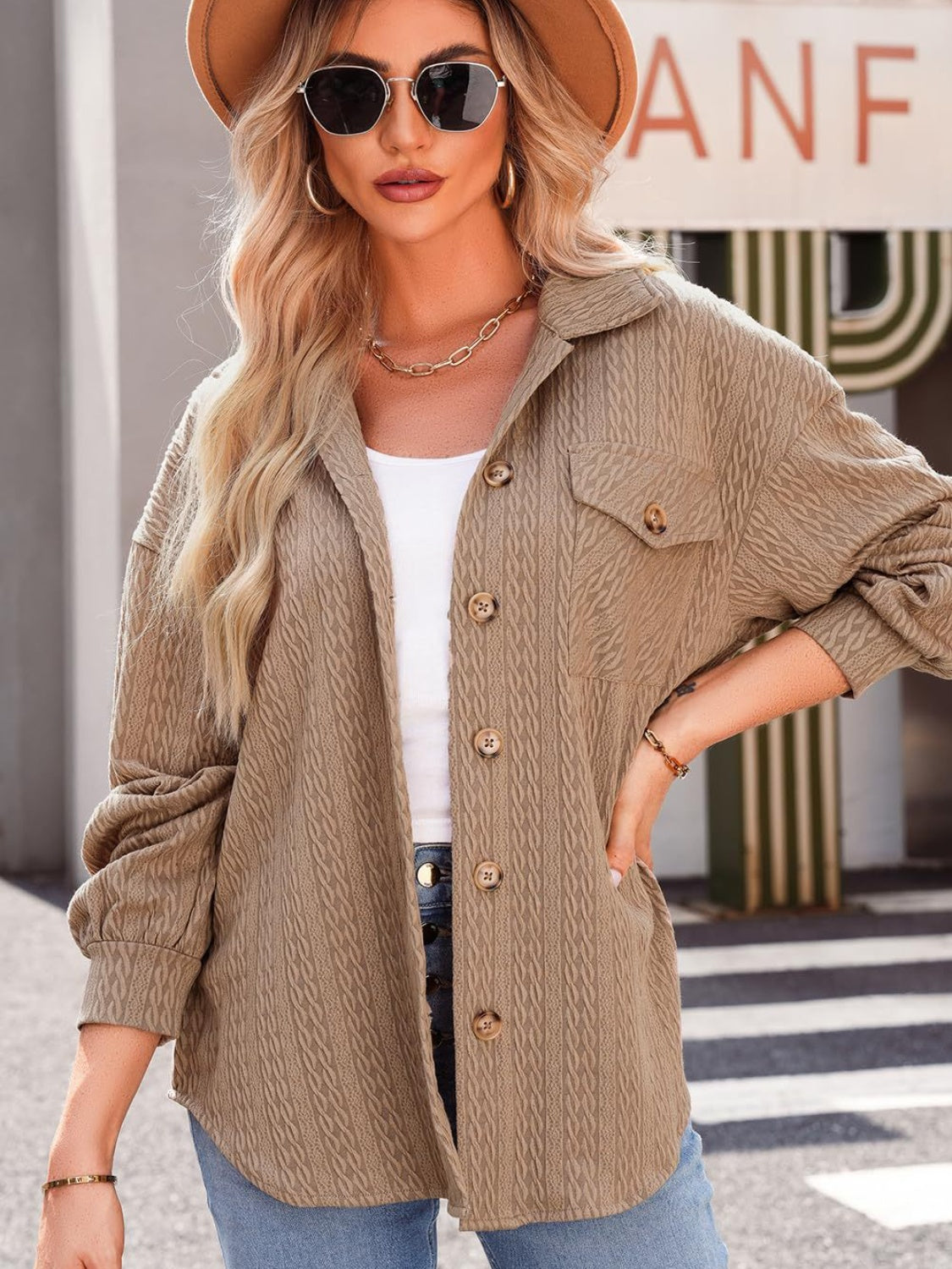 Textured Button Up Long Sleeve Shacket - 5 Colors