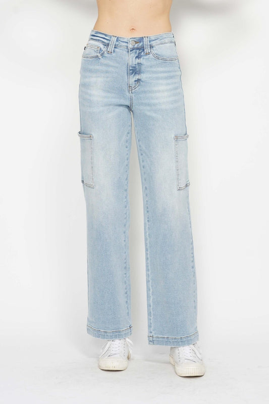 Judy Blue Full Size High Waist Straight Cargo Jeans Trendsi