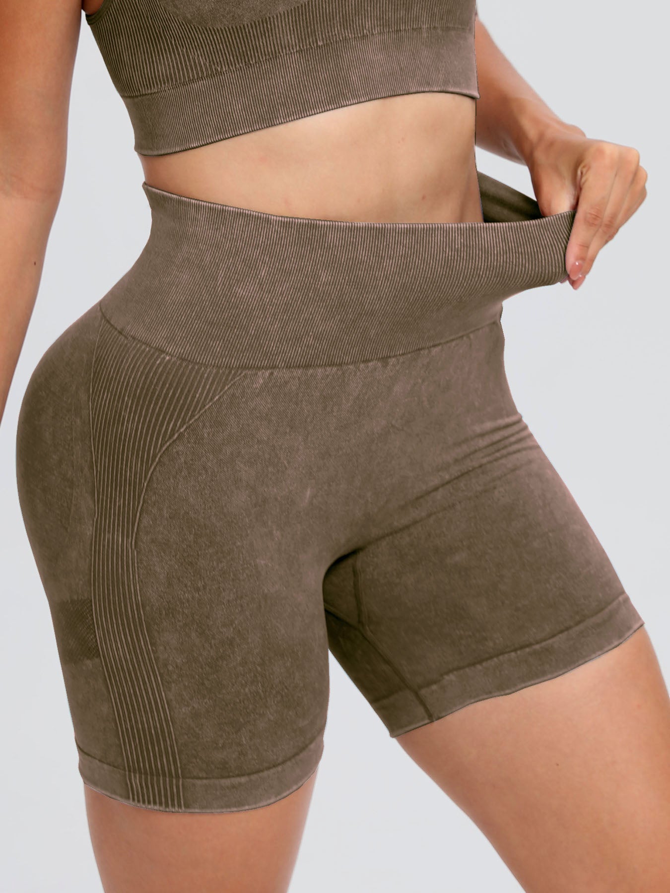 Washed High Waist Active Shorts - 4 Colors Trendsi