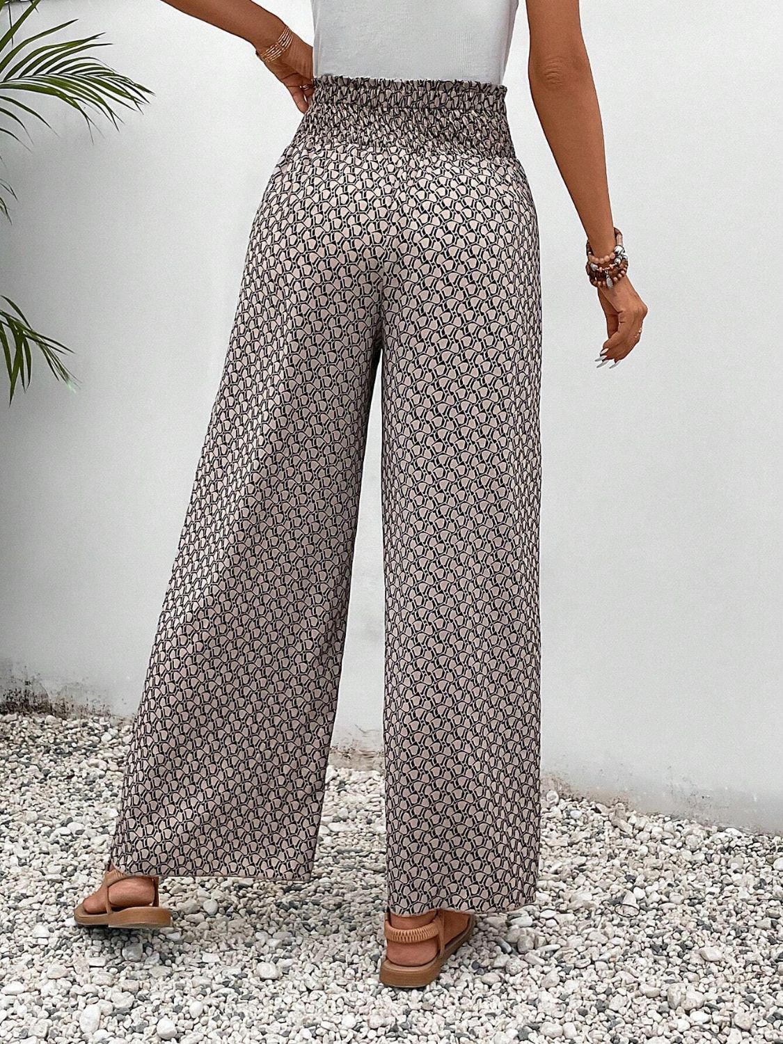 Tied Printed Wide Leg Pants - 5 Colors - Shop All Around Divas