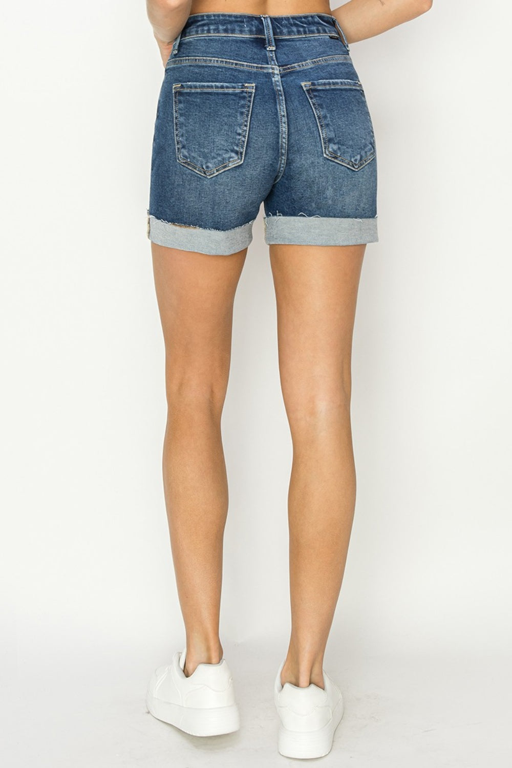 RISEN High Rise Cuffed Denim Shorts - Shop All Around Divas