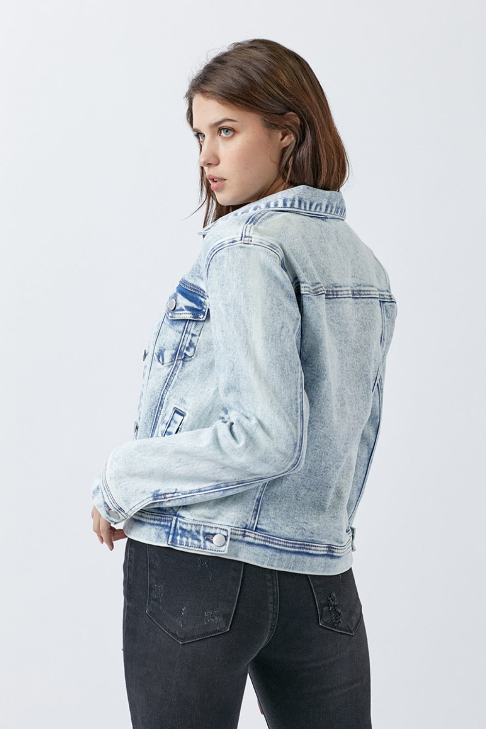 RISEN Button Up Washed Denim Jacket - Shop All Around Divas