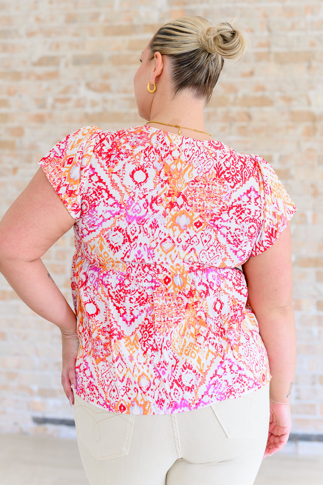 A Matter of Time Flutter Sleeve Top in Multi - Shop All Around Divas