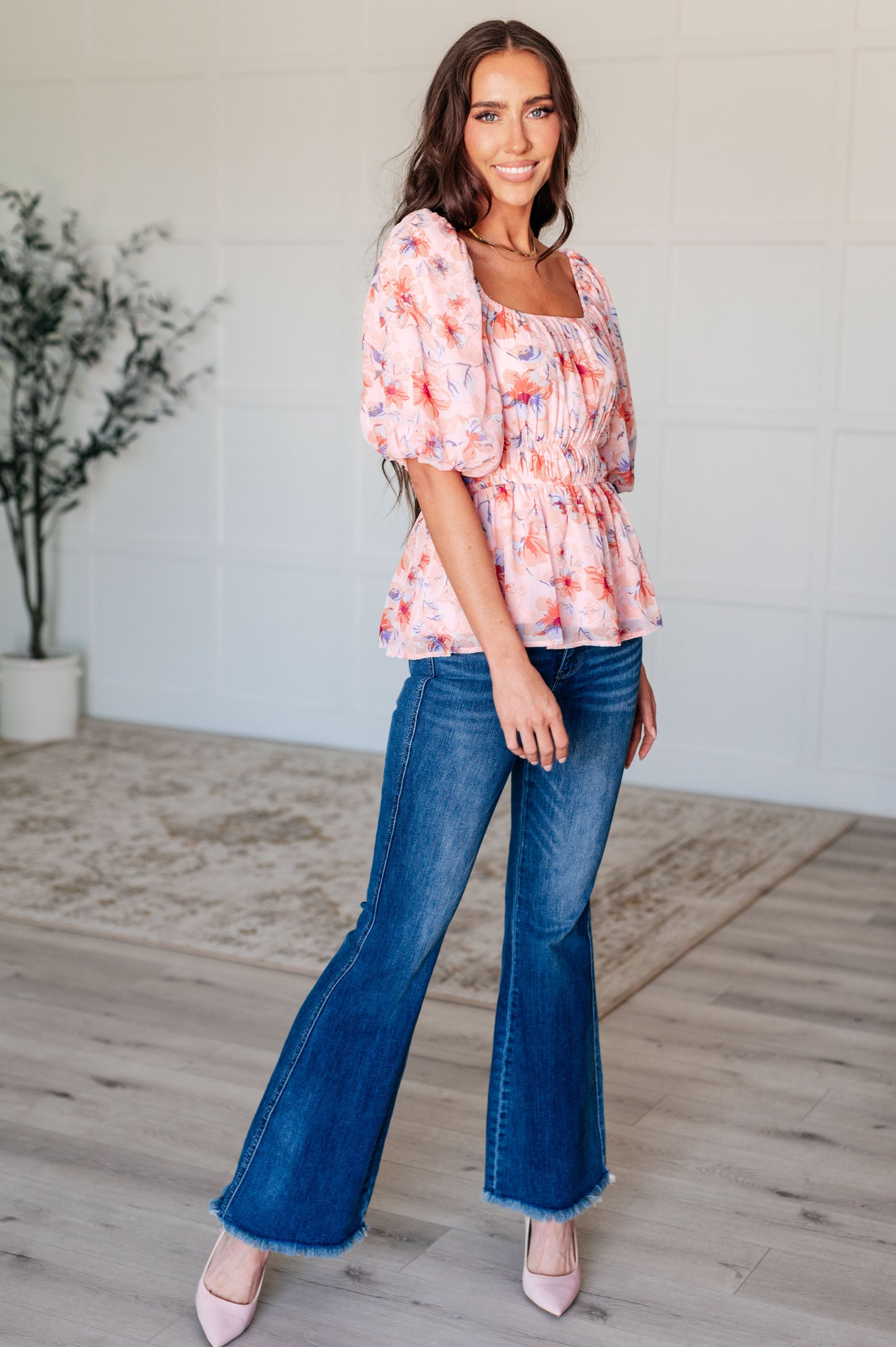 A Powerful Force Square Neck Balloon Sleeve Blouse Ave Shops
