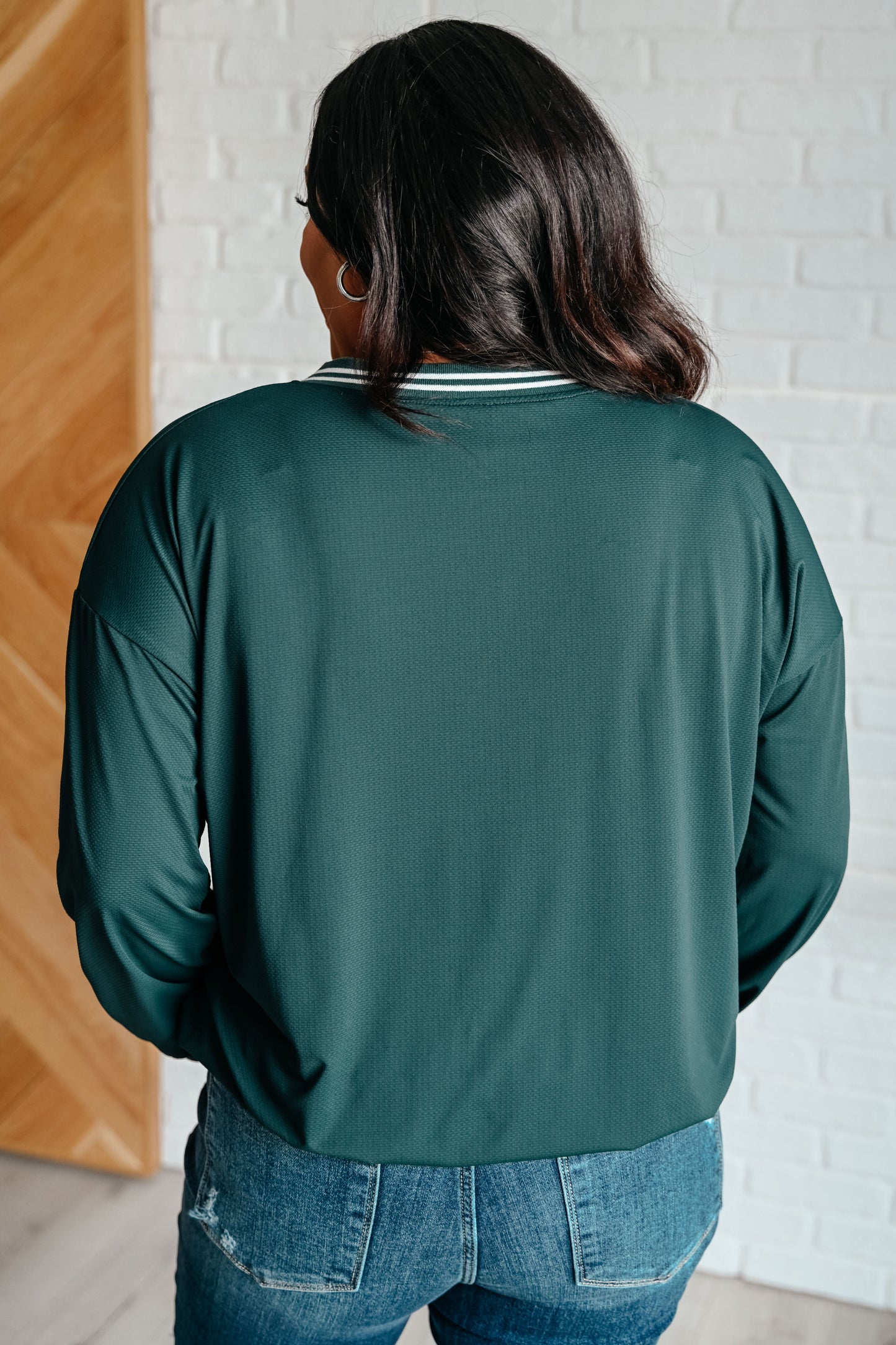 All Out Comfort V-Neck Pullover in Midnight Green Ave Shops