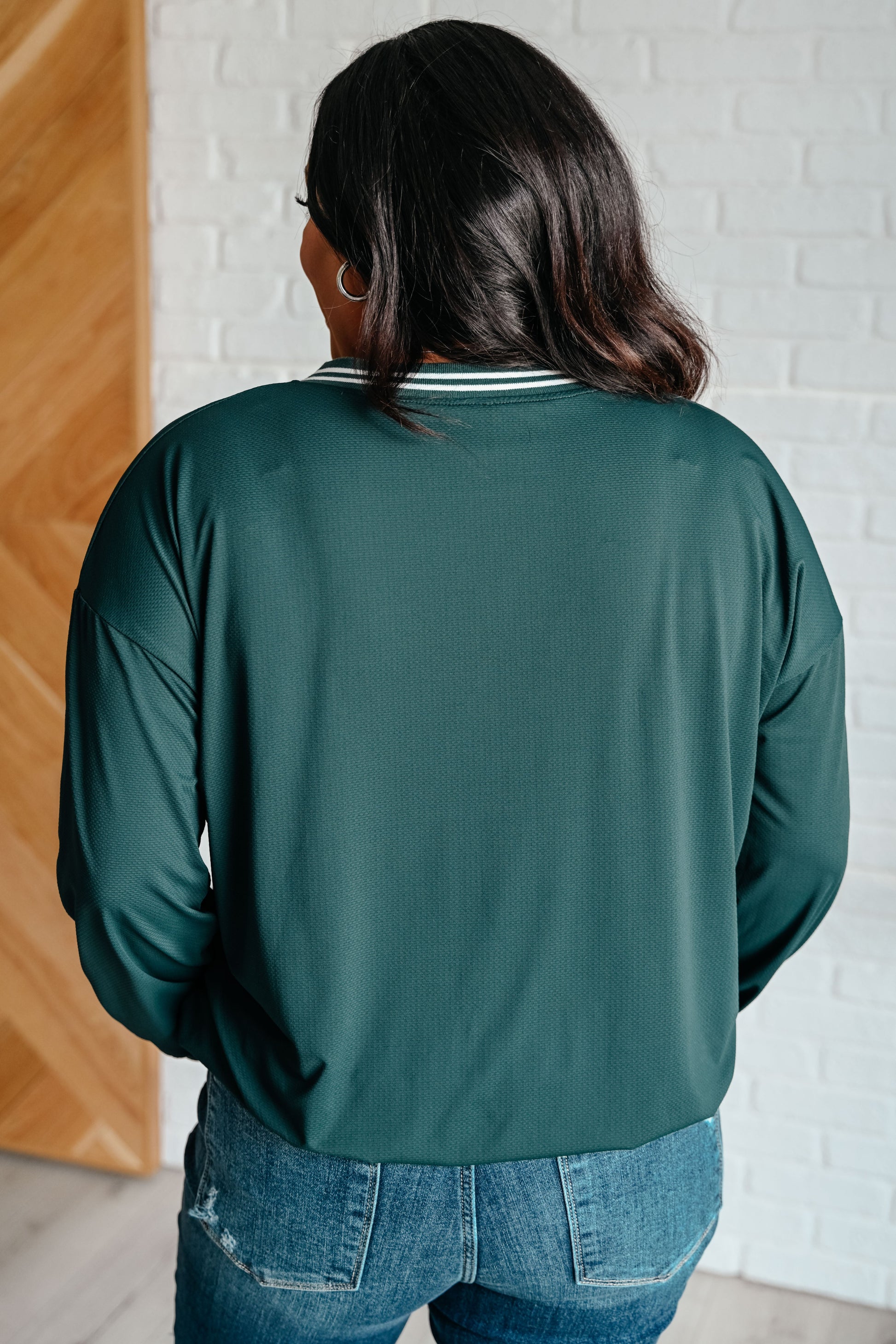 All Out Comfort V-Neck Pullover in Midnight Green Ave Shops