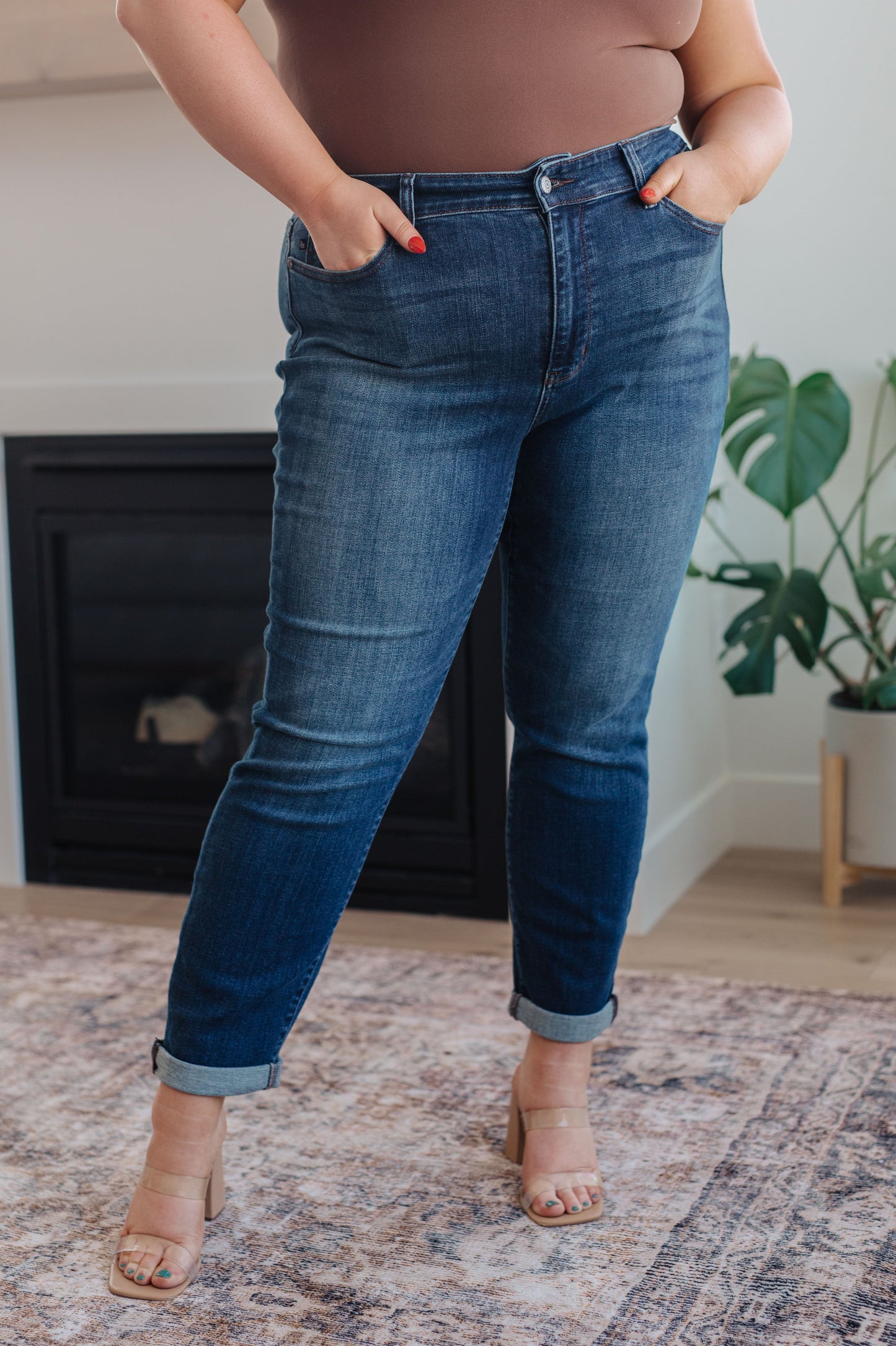 Amber Mid Rise Cuffed Slim Fit Jeans - Shop All Around Divas