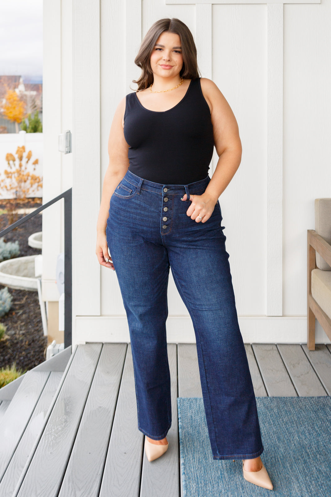 Arlo High Rise Button-Fly Straight Jeans - JUDY BLUE - Shop All Around Divas