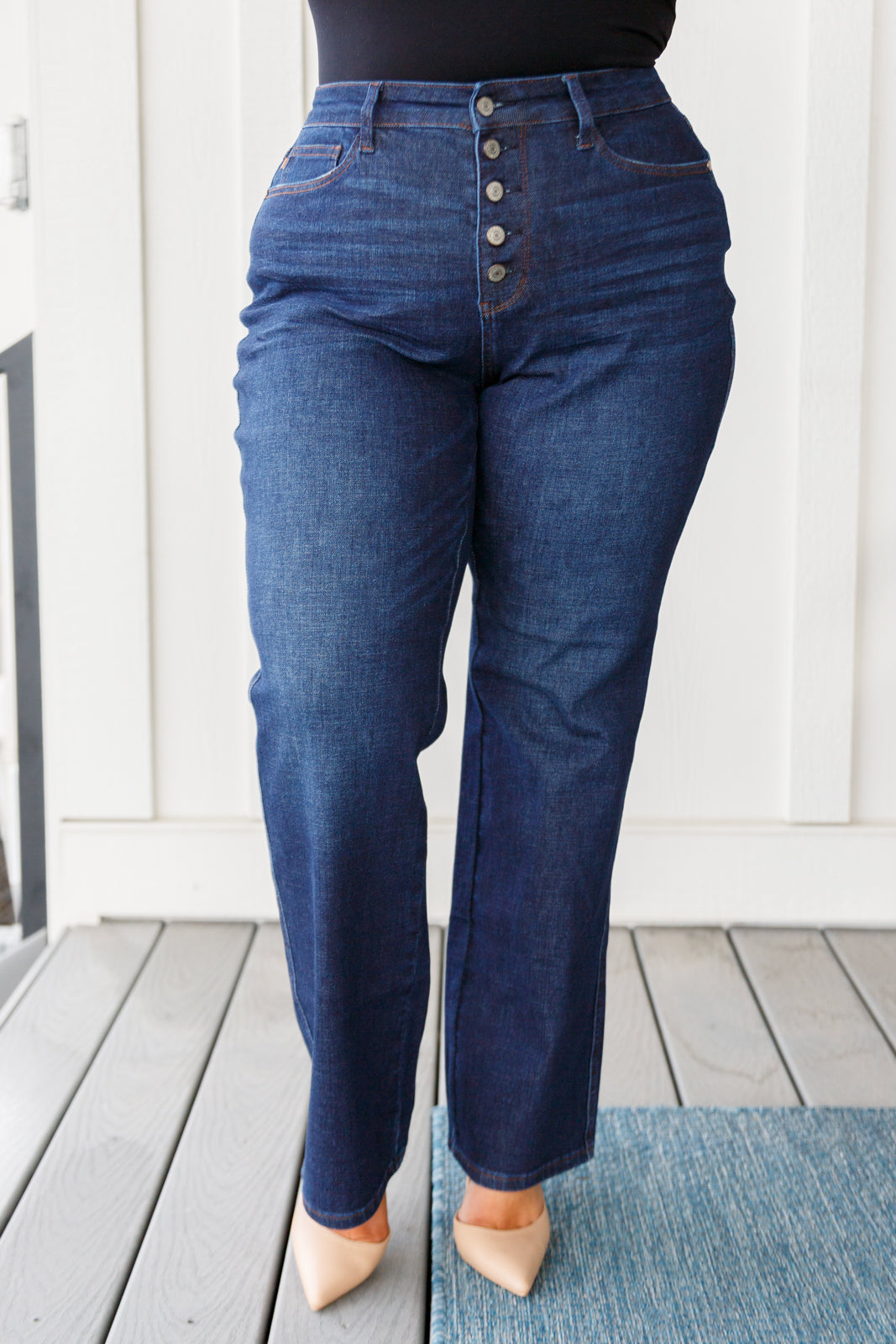 Arlo High Rise Button-Fly Straight Jeans - JUDY BLUE - Shop All Around Divas