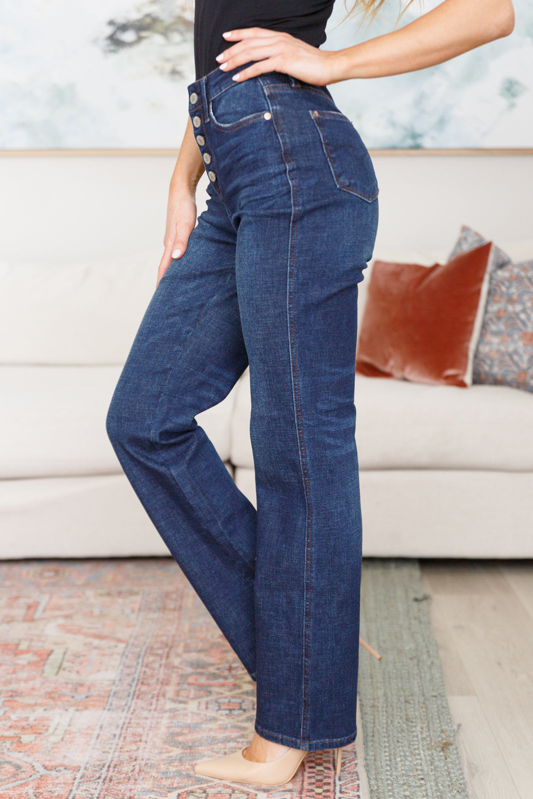 Arlo High Rise Button-Fly Straight Jeans - JUDY BLUE - Shop All Around Divas