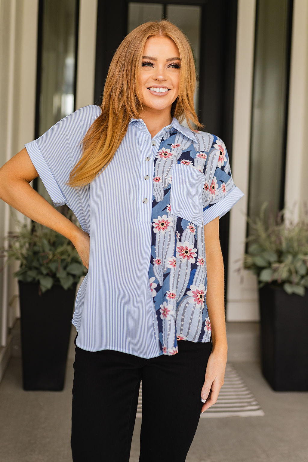 Best Of Both Worlds Button Down Top - Shop All Around Divas
