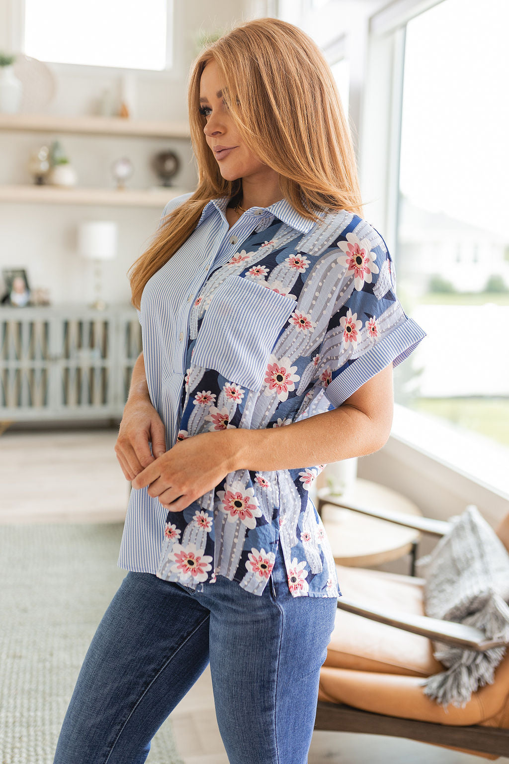 Best Of Both Worlds Button Down Top - Shop All Around Divas