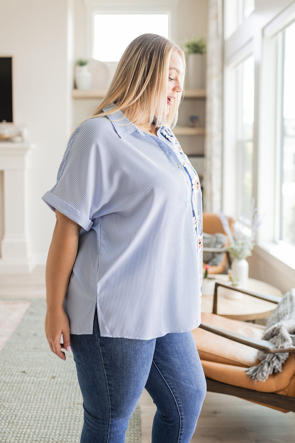 Best Of Both Worlds Button Down Top - Shop All Around Divas