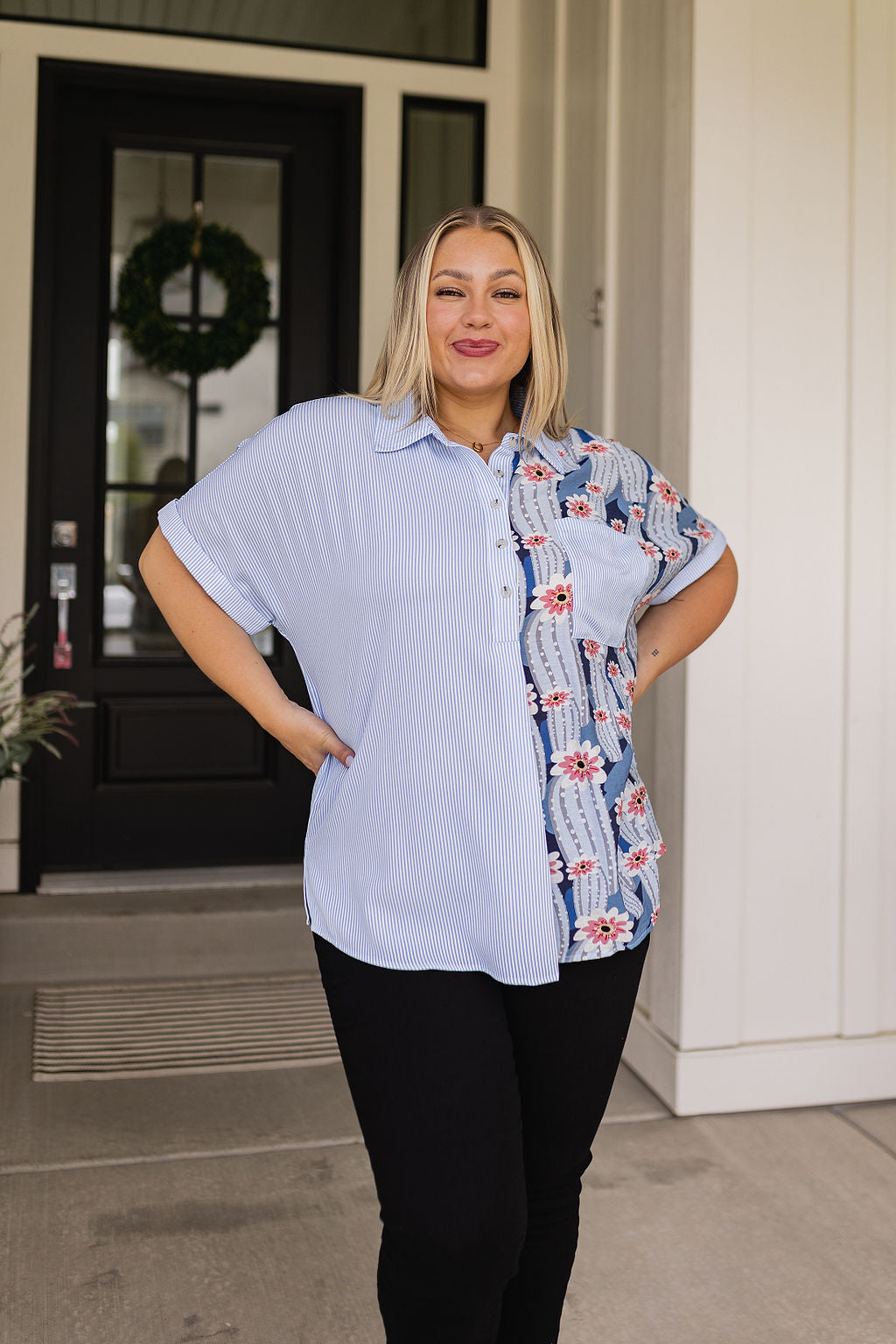 Best Of Both Worlds Button Down Top - Shop All Around Divas
