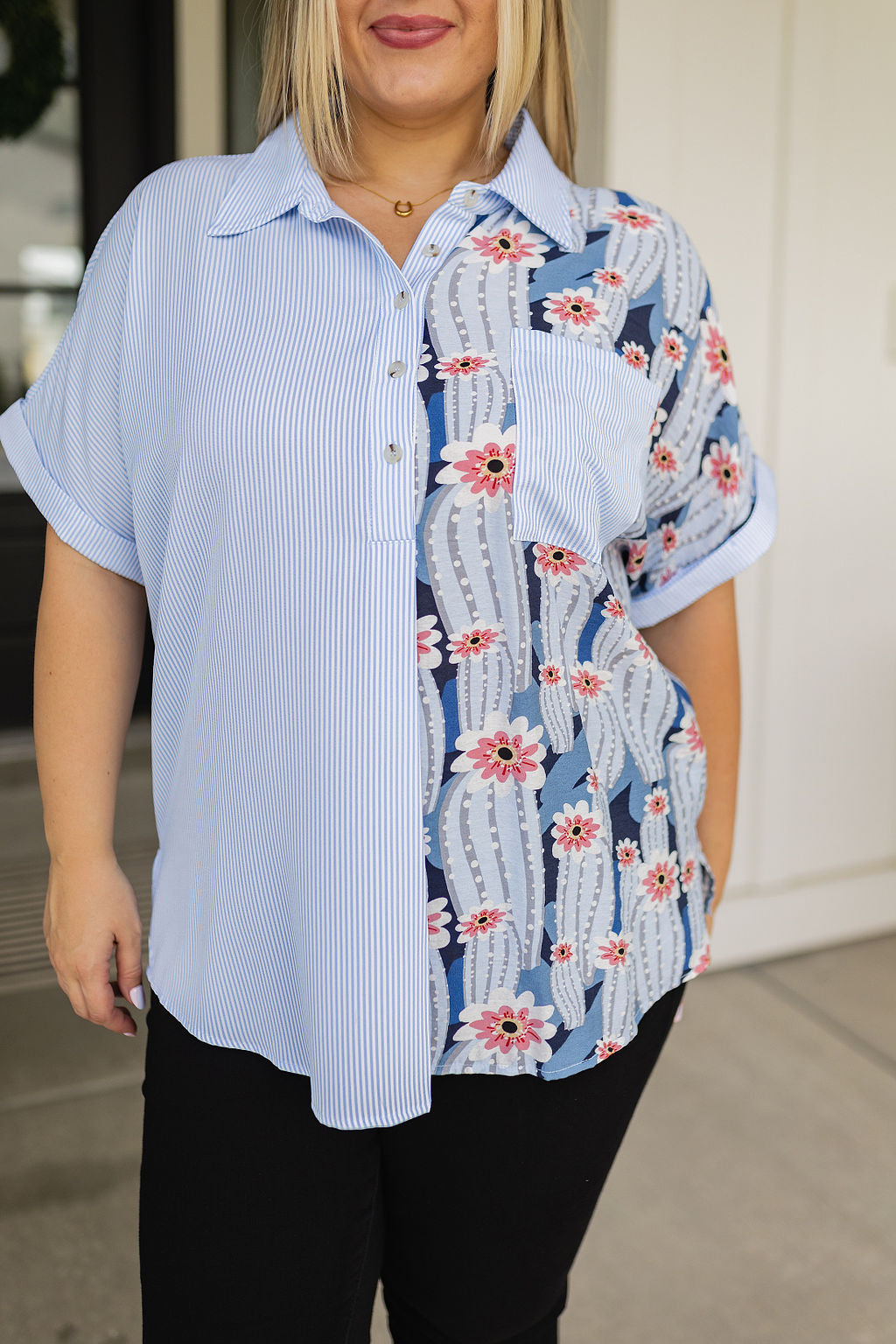 Best Of Both Worlds Button Down Top - Shop All Around Divas