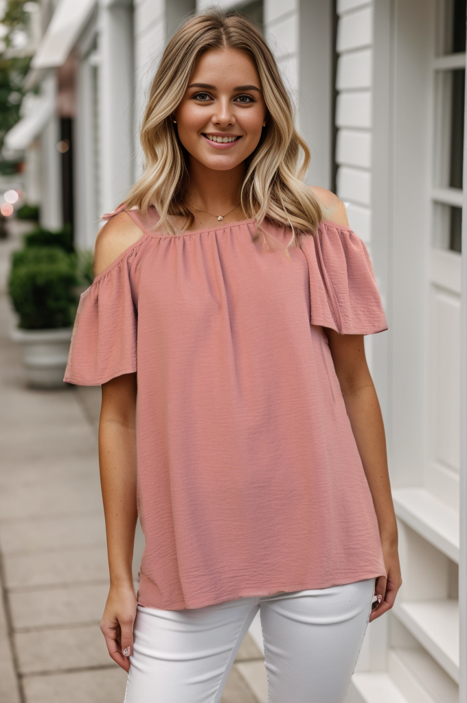 Blushing Over You - Tie Shoulder Boutique Simplified