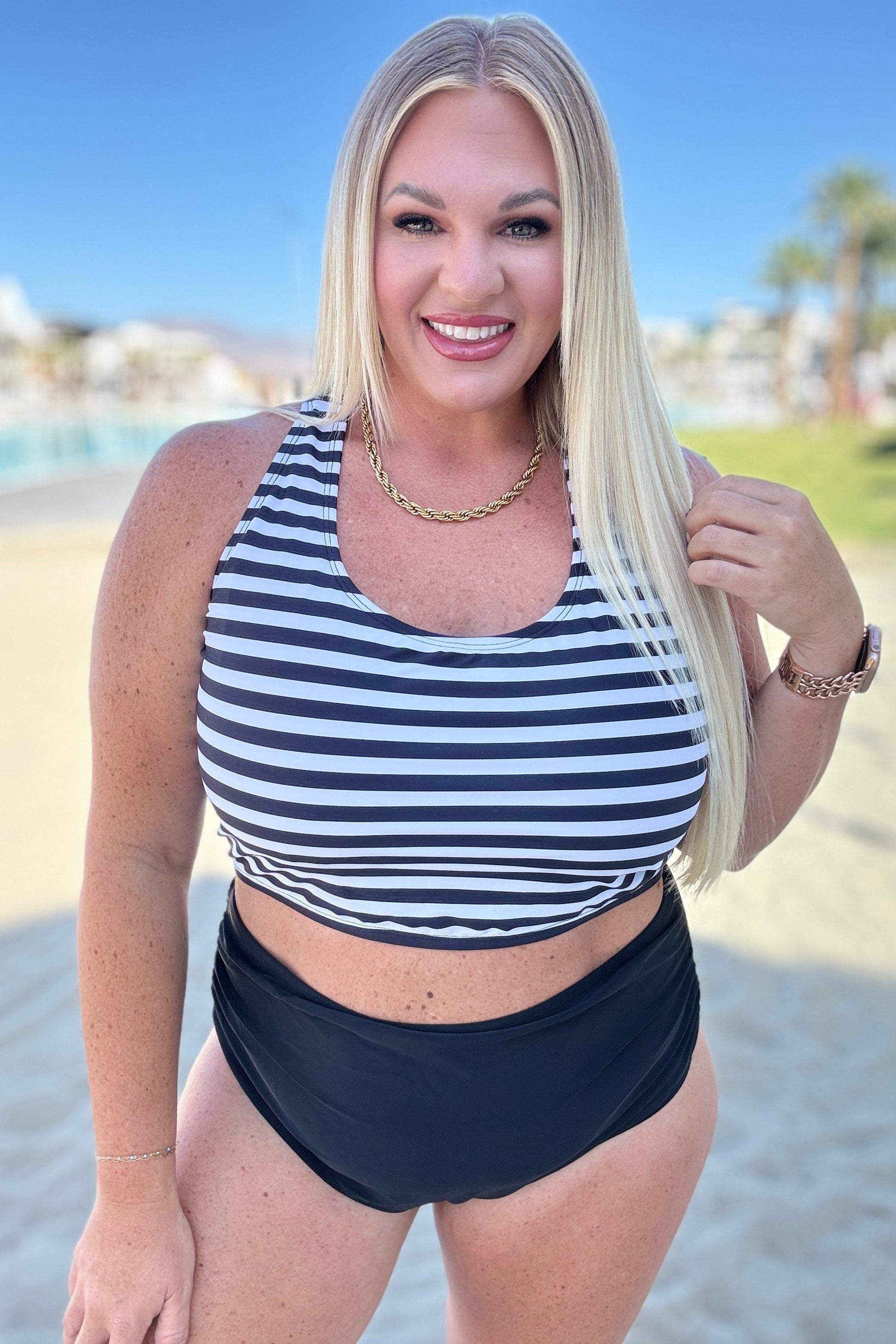 Cayman Islands Striped Swim Top - Shop All Around Divas