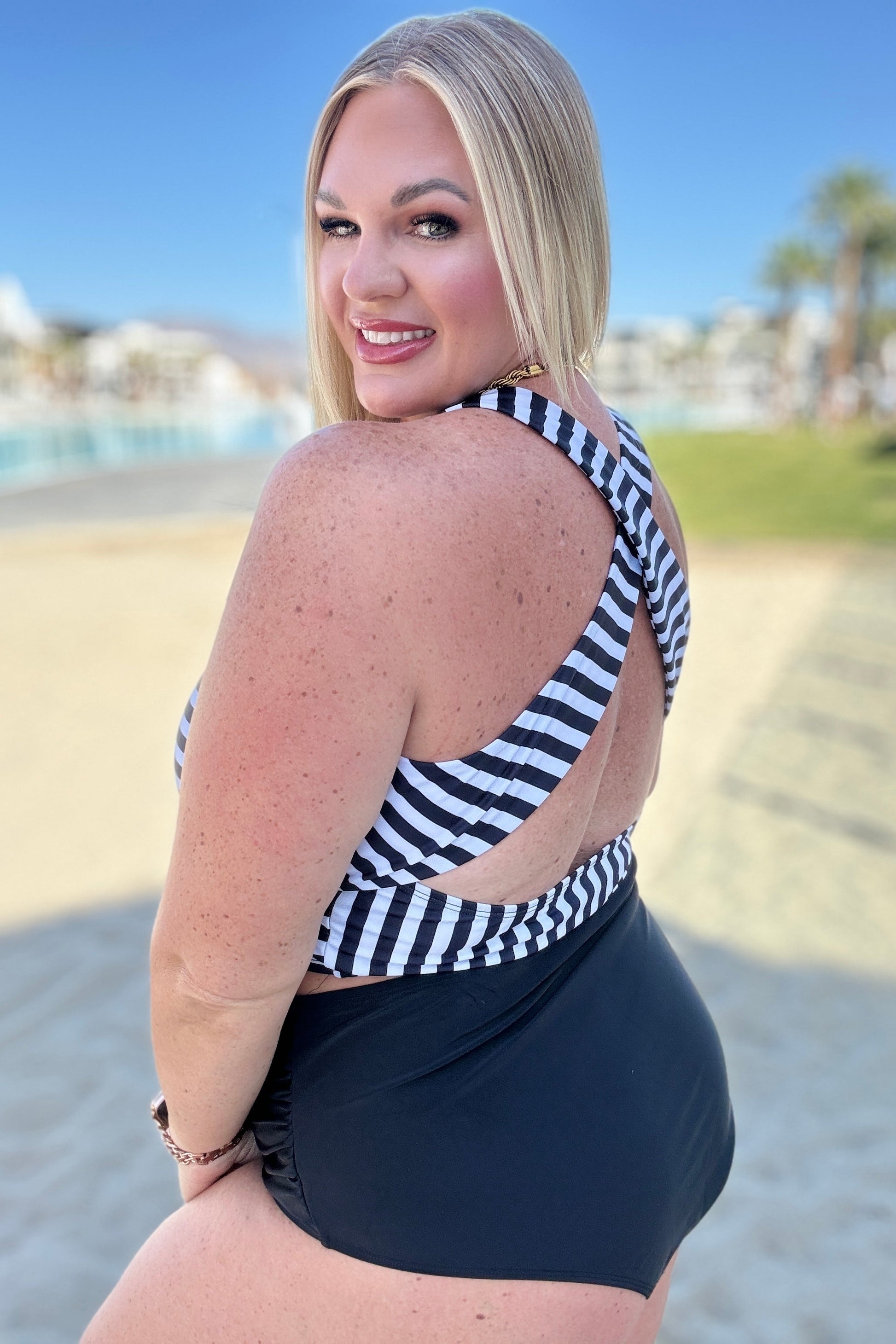 Cayman Islands Striped Swim Top - Shop All Around Divas