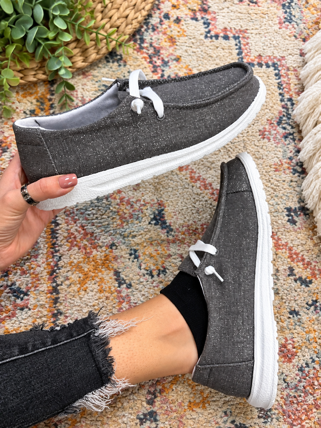 Holly Shine Shoe - Charcoal