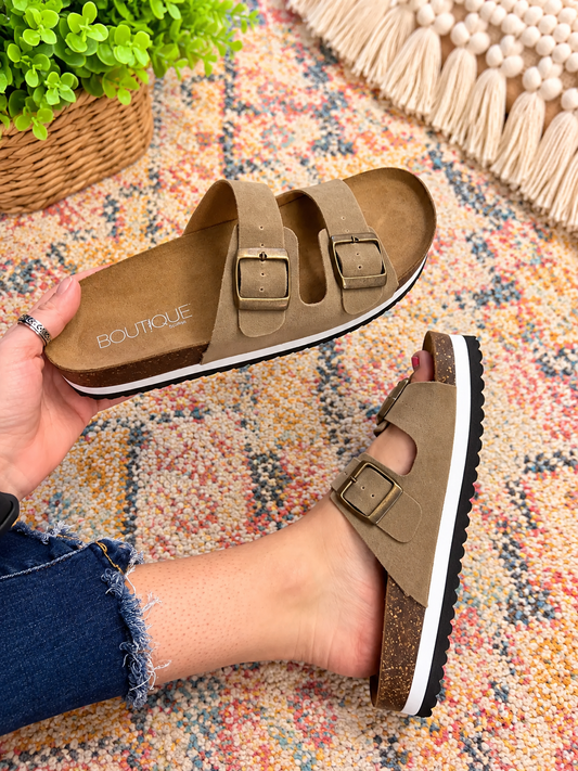 Beach Babe Sandals - Tan Suede
