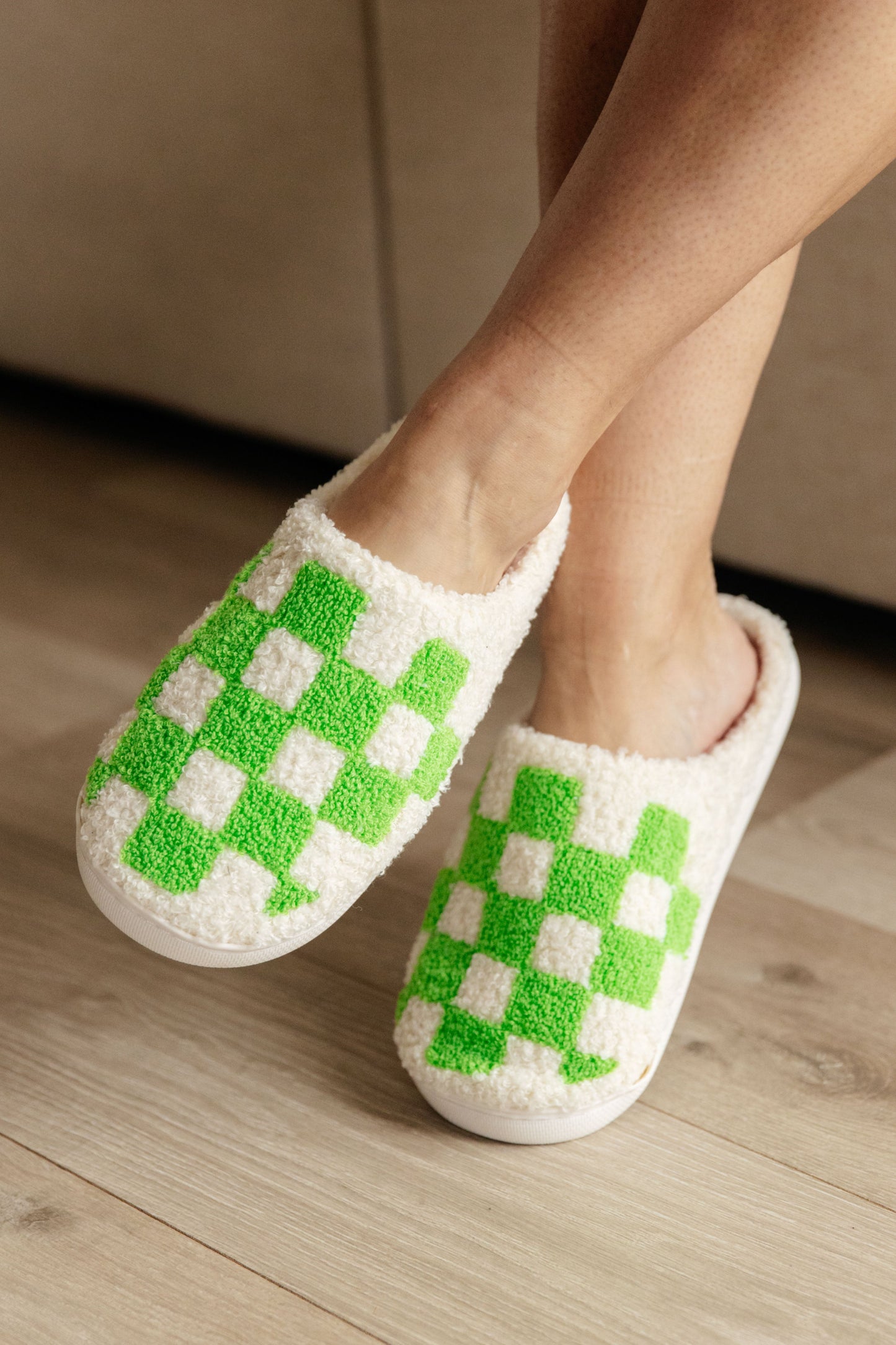 Checked Out Slippers in Green - Shop All Around Divas