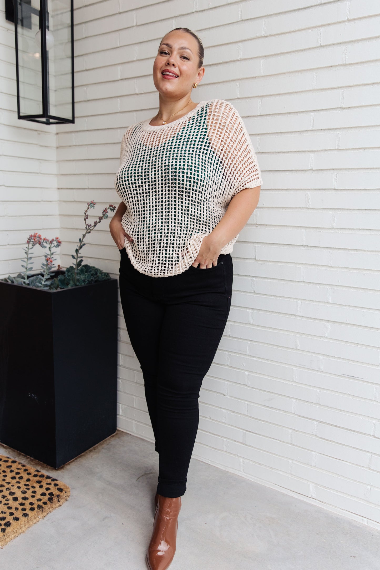 Coastal Dreams Fishnet Top in Cream - Shop All Around Divas