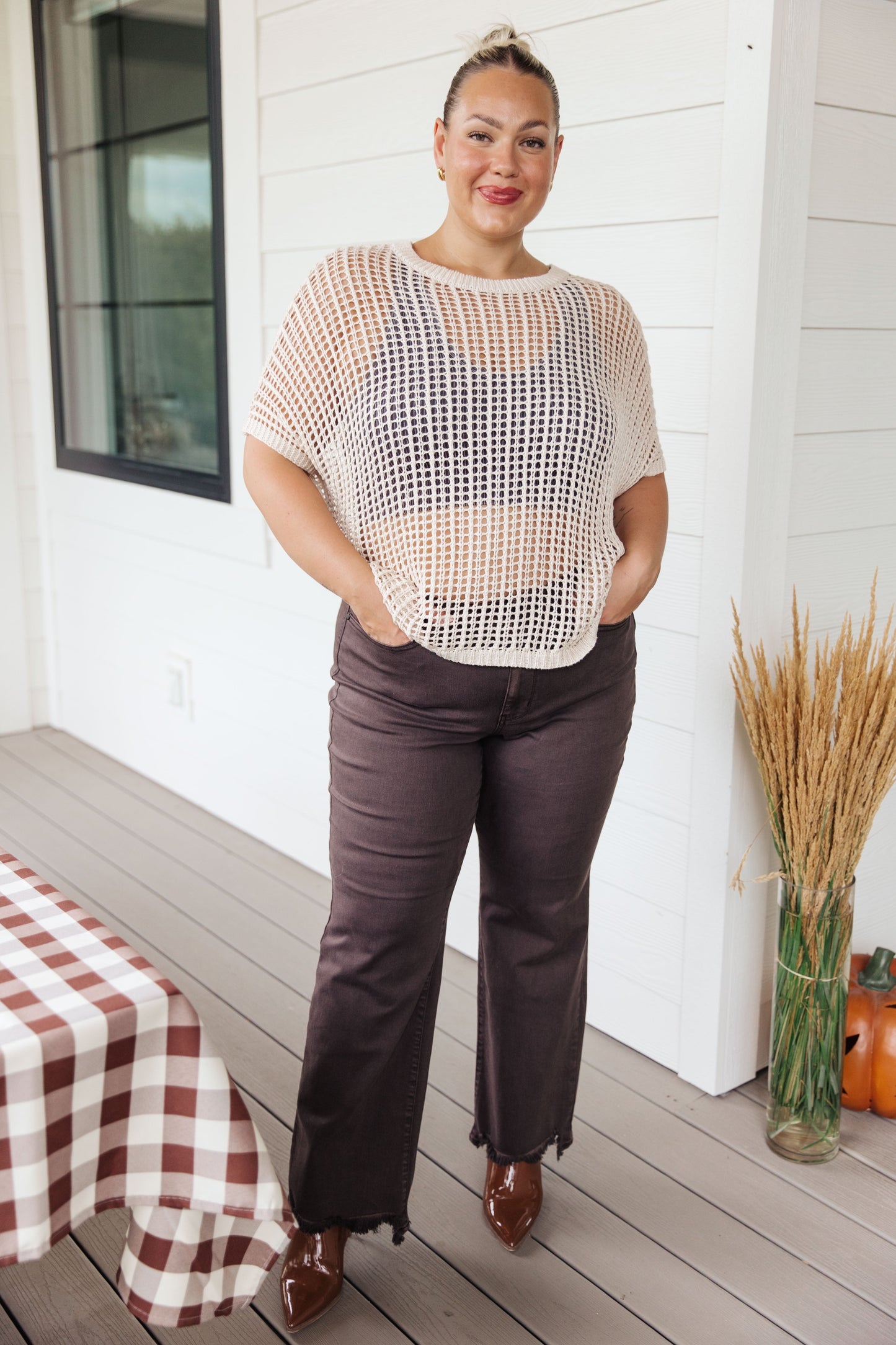 Coastal Dreams Fishnet Top in Cream - Shop All Around Divas