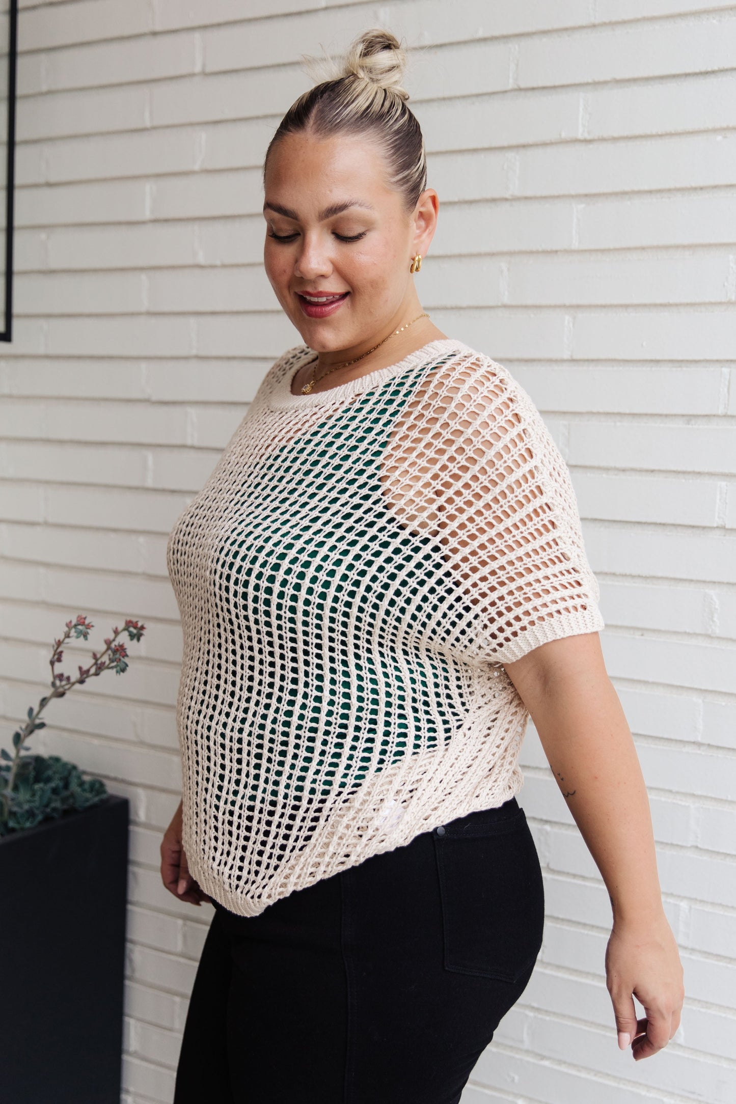 Coastal Dreams Fishnet Top in Cream - Shop All Around Divas