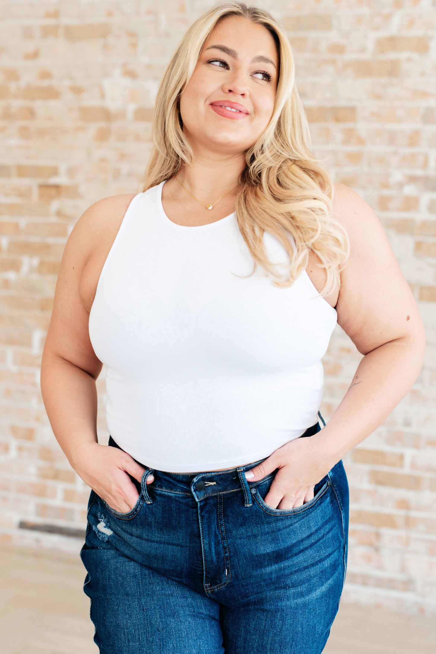 Cream of the Crop Rib Knit Tank Top in White - Shop All Around Divas