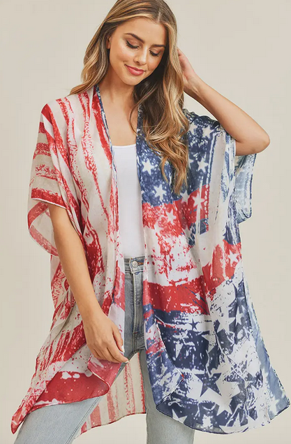 Vintage American Flag Kimono - Shop All Around Divas