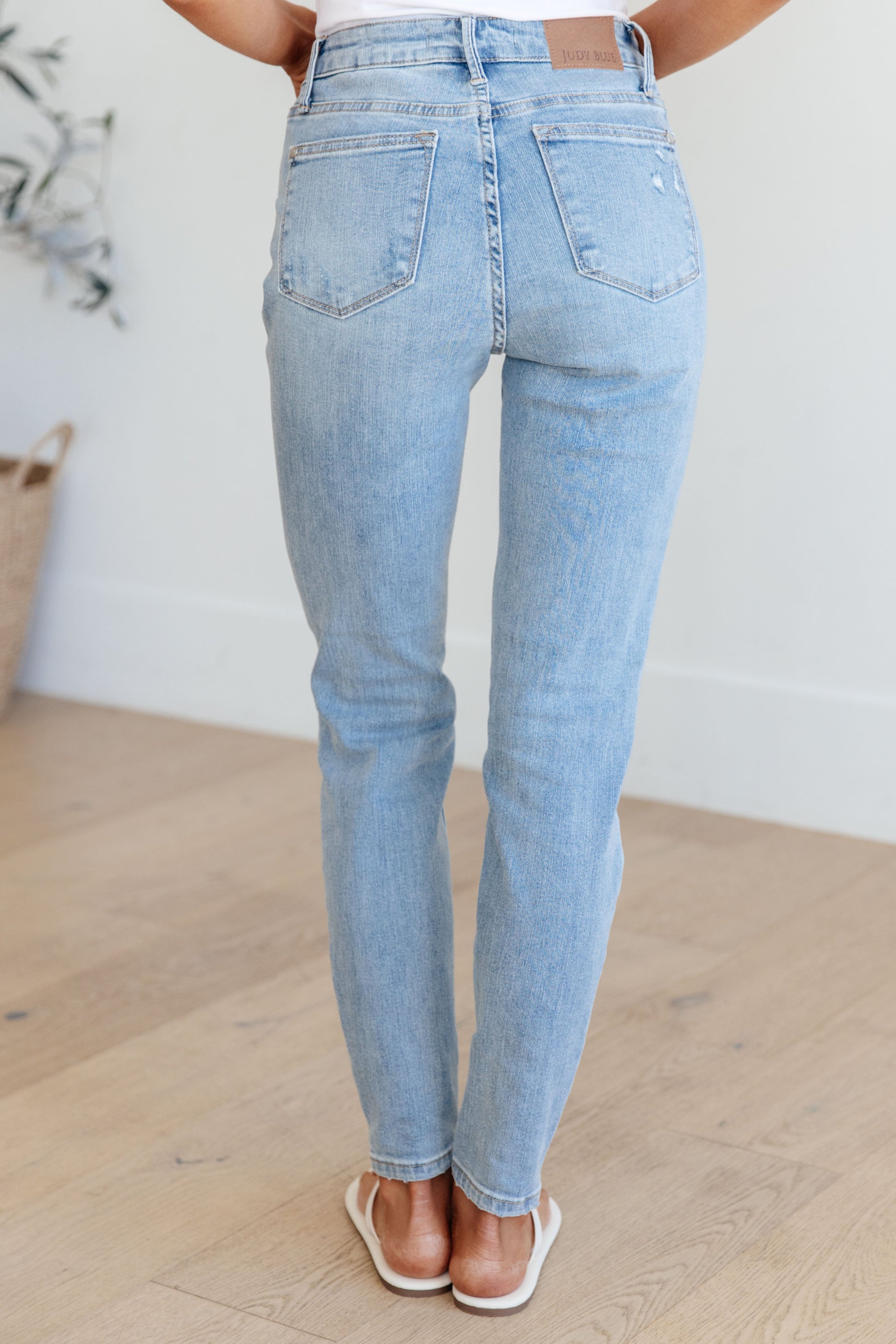 Eloise Mid Rise Control Top Distressed Skinny Jeans - JUDY BLUE - Shop All Around Divas