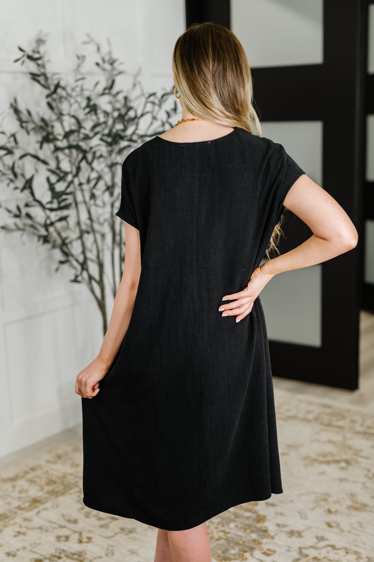 Flatter Me Later Relaxed Dress in Black