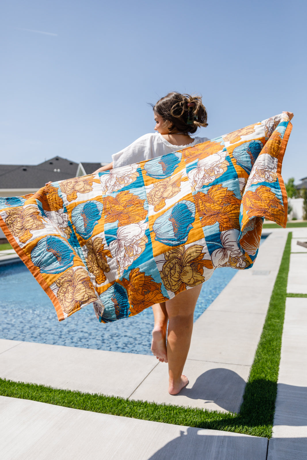 Luxury Beach Towel in Block Floral - Shop All Around Divas