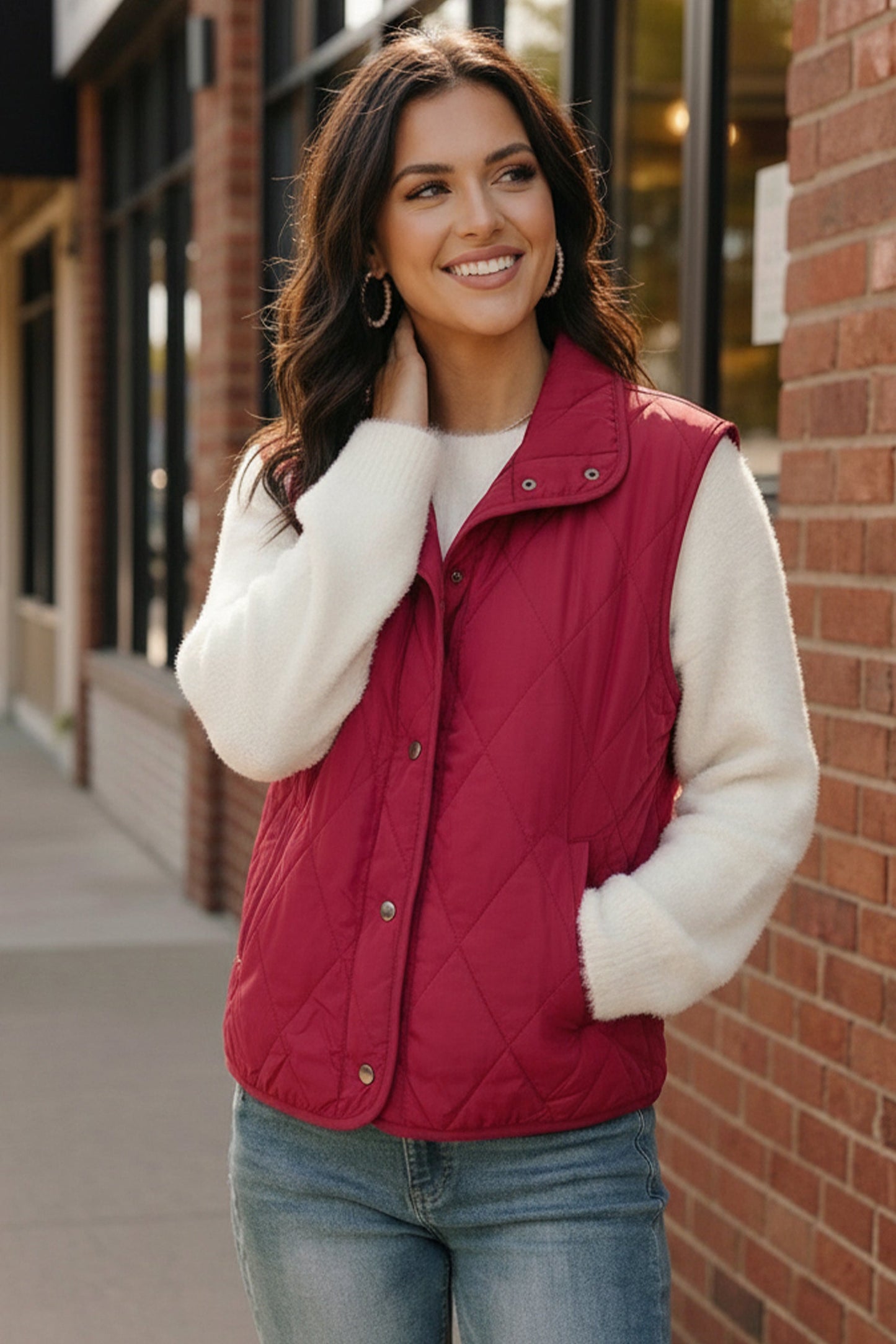 Cranberry Cozy Puffer Vest