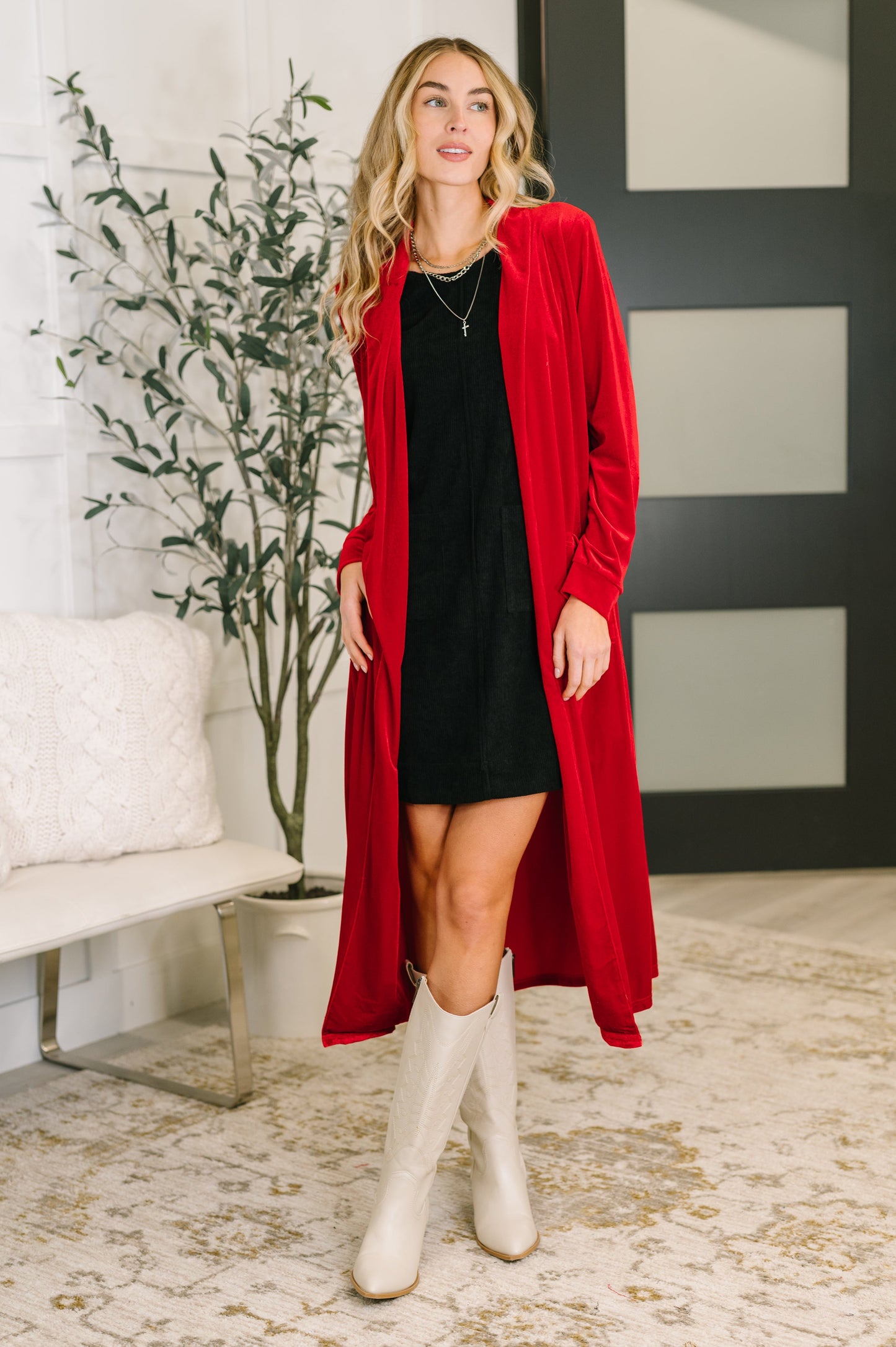 Happy Hours Long Velvet Cardigan