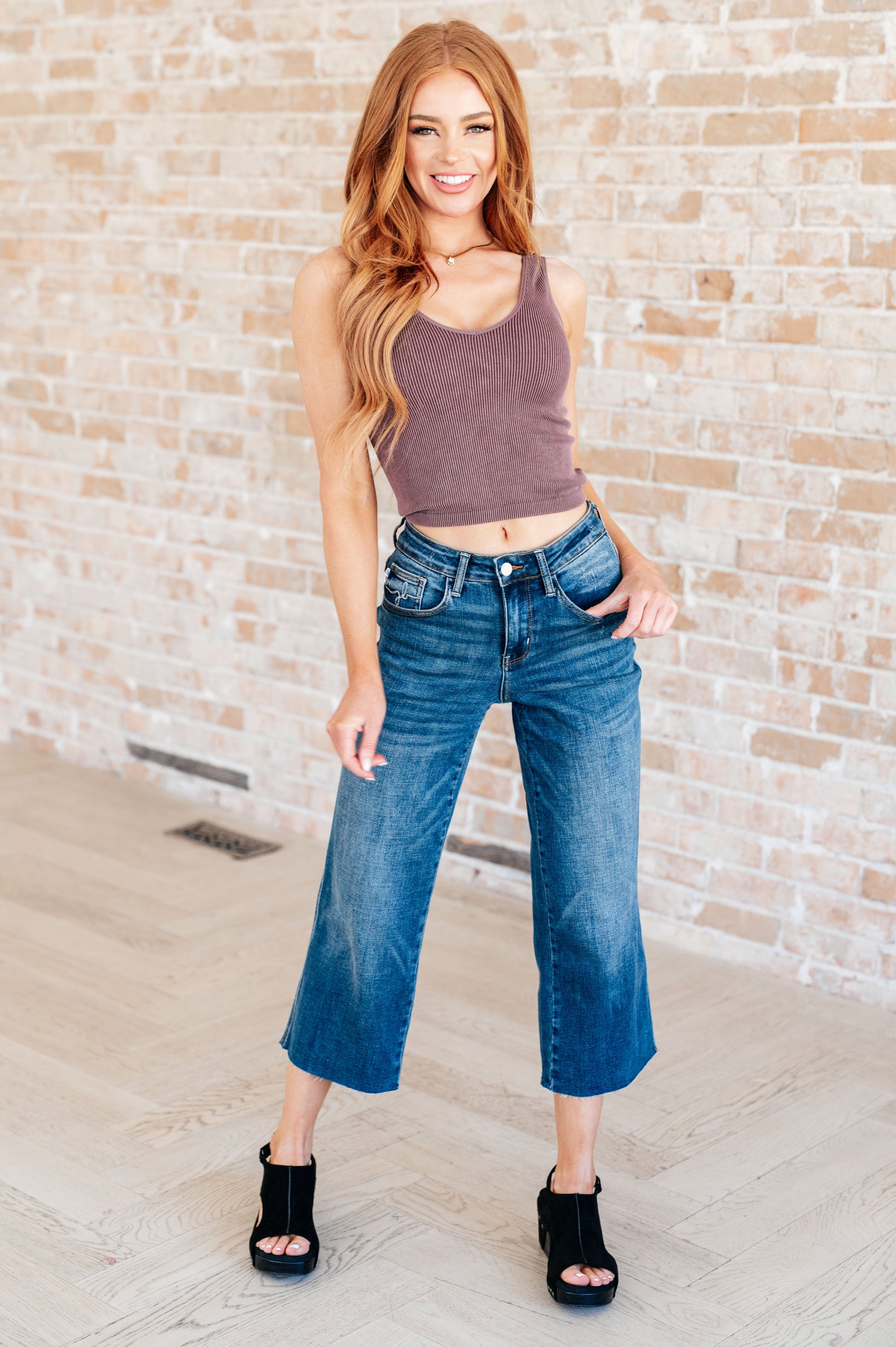 Hayes High Rise Wide Leg Crop Jeans - Shop All Around Divas