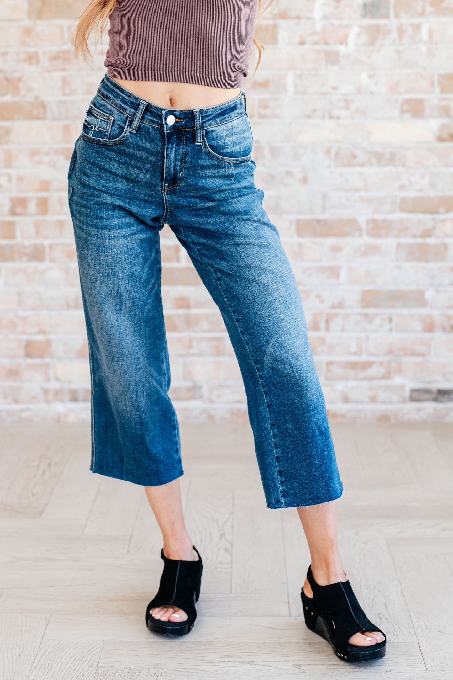 Hayes High Rise Wide Leg Crop Jeans - Shop All Around Divas