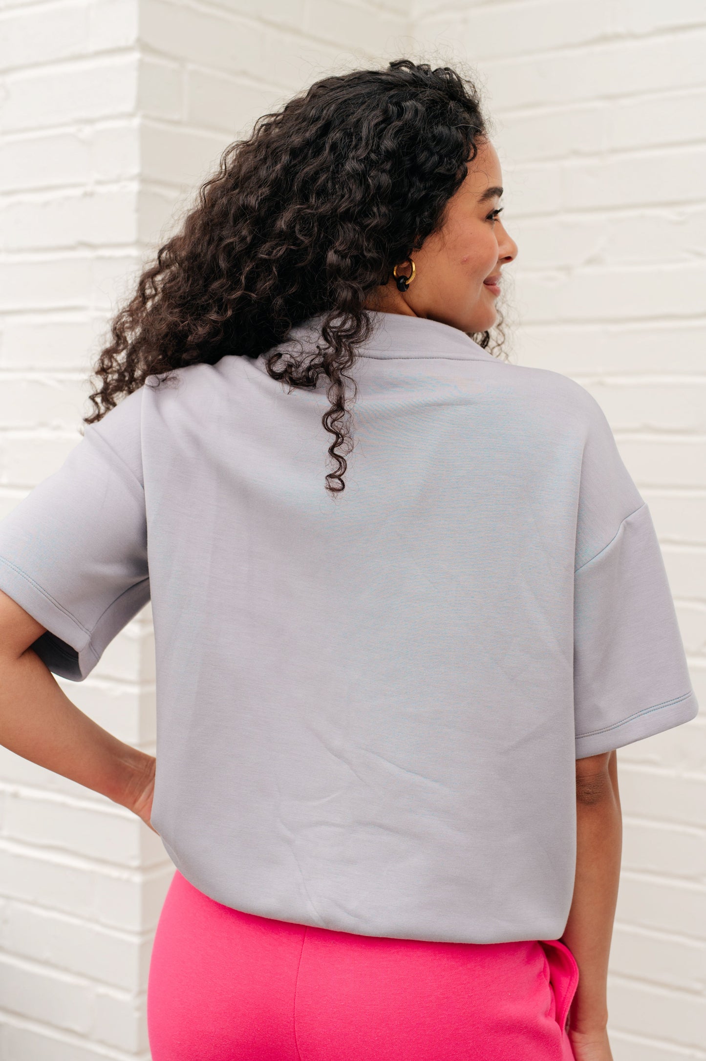 I Just Felt Like It Mock Neck Top in Mystic Grey - Shop All Around Divas