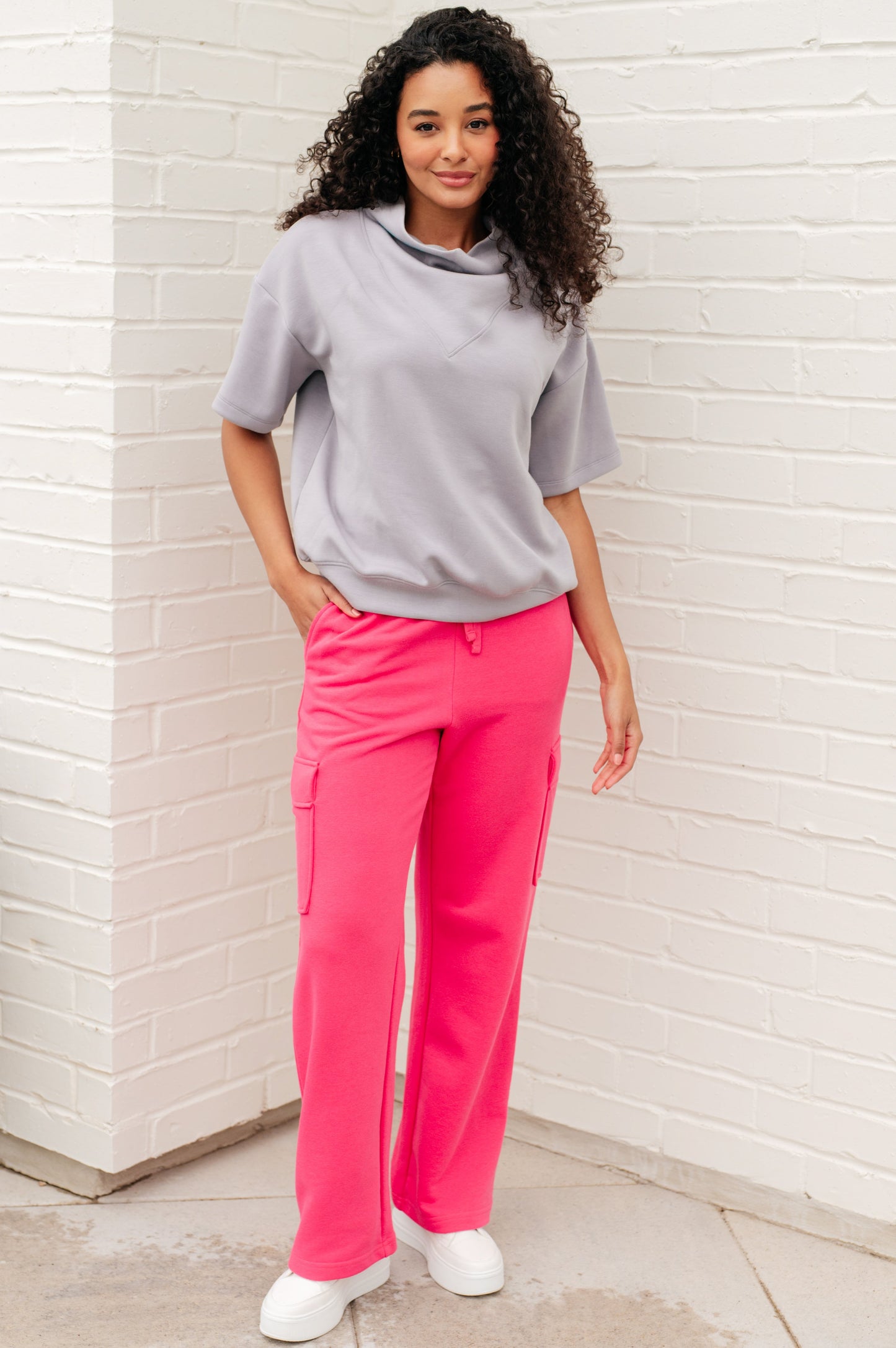 Run, Don't Walk Cargo Sweatpants in Flamingo Pink - Shop All Around Divas