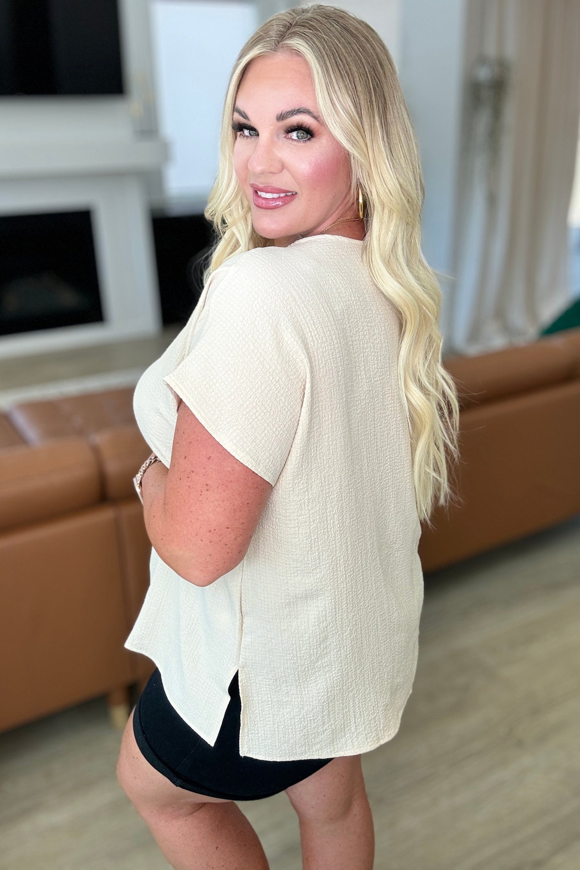 Let Me Be Your Wings V-Neck Top in Taupe - Shop All Around Divas