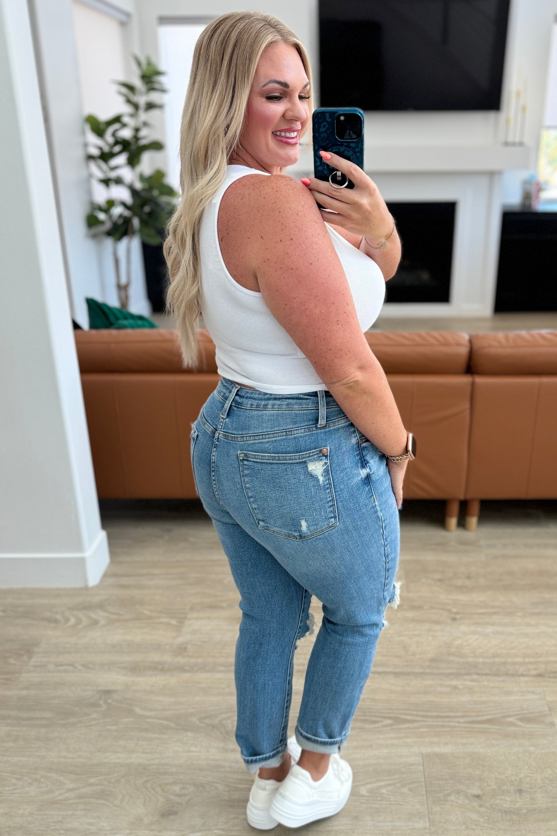 Frankie High Waist Distressed Boyfriend Jeans - Shop All Around Divas