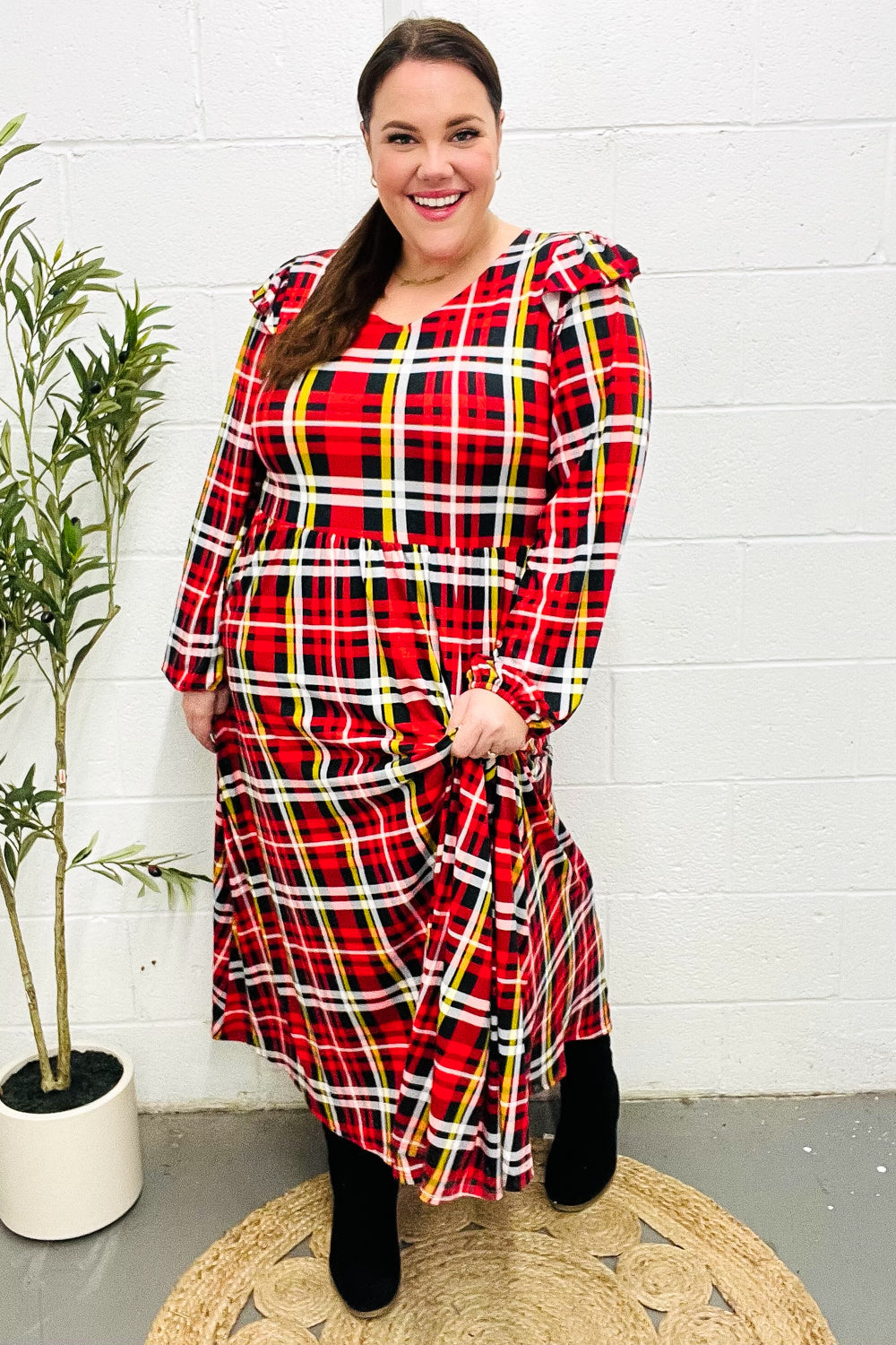 Adorable In Red Plaid Ruffle Detail Fit & Flare Midi Dress Shop All Around Divas Adorable In Red Plaid Ruffle Detail Fit & Flare Midi Dress Shop All Around Divas