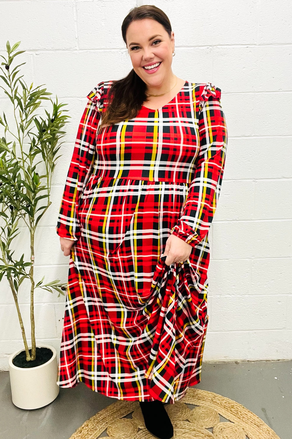 red plaid fit and flare dress Classic Plaid Fit and Flare Halter Shirt Dress - Red Multi